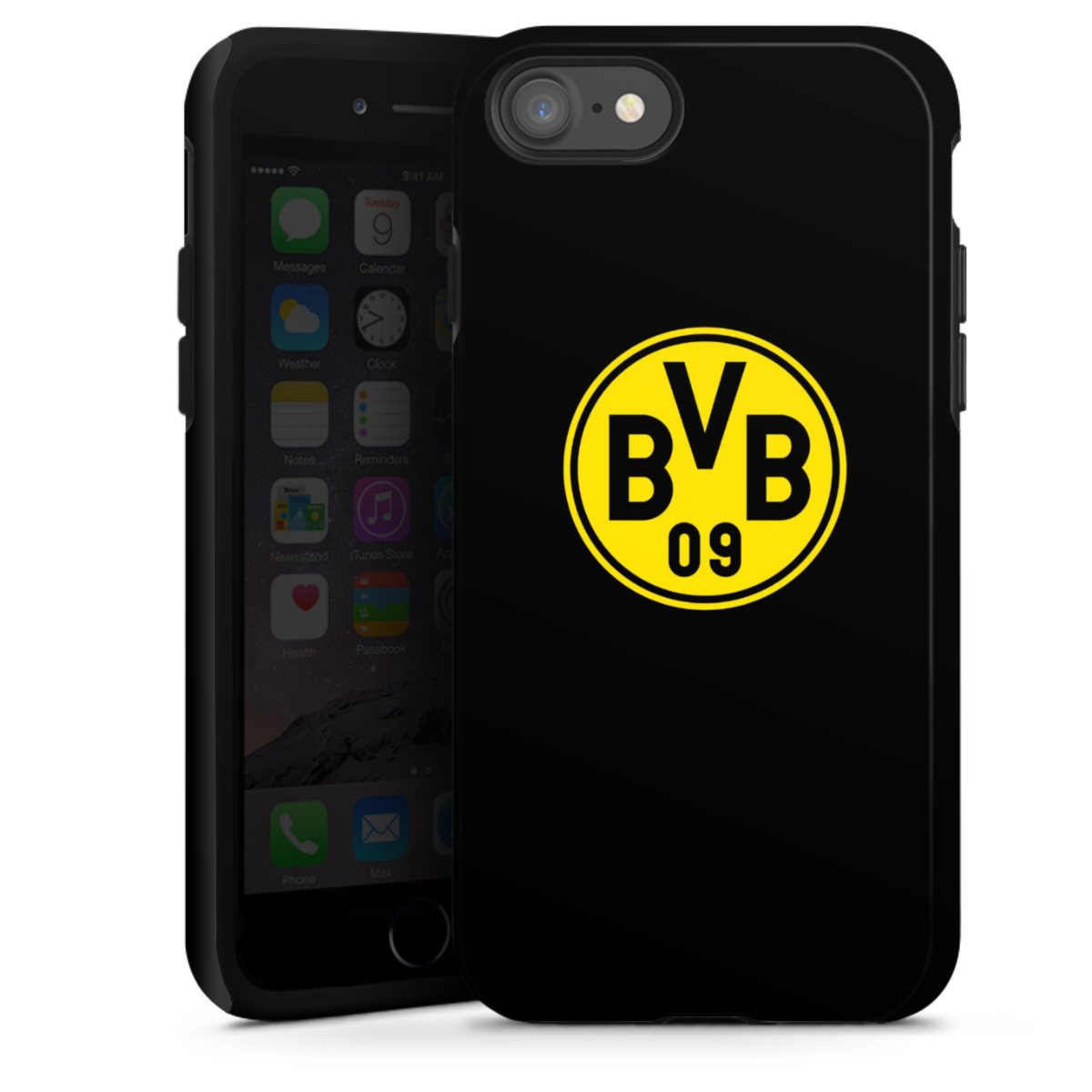 iPhone SE (2022) Handy Panzer Handyhülle robuste Outdoor Hülle Schutzhülle glänzend Bvb Borussia Dortmund Logo Tough Case