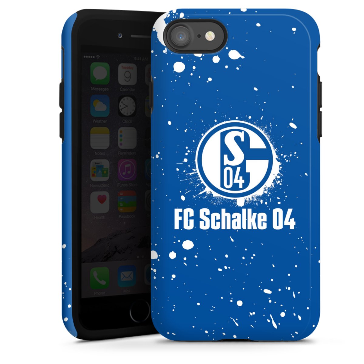 iPhone SE (2022) Handy Panzer Handyhülle robuste Outdoor Hülle Schutzhülle glänzend Logo S04 Fc Schalke 04 Tough Case