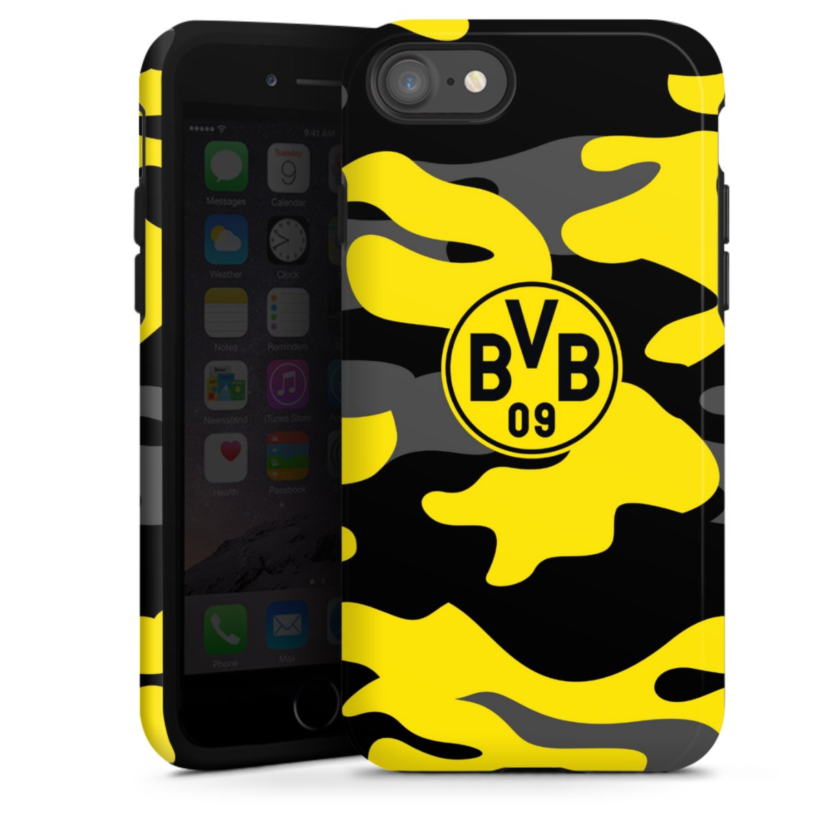 iPhone SE (2022) Handy Panzer Handyhülle robuste Outdoor Hülle Schutzhülle glänzend Merchandise Borussia Dortmund Bvb Tough Case