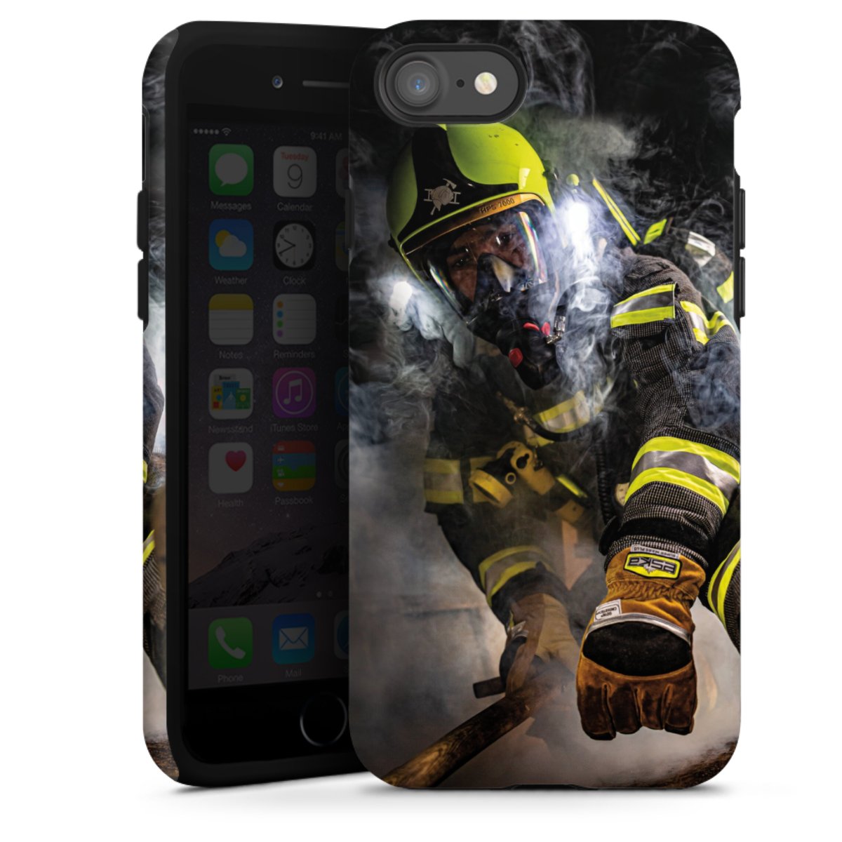 iPhone SE (2022) Handy Panzer Handyhülle robuste Outdoor Hülle Schutzhülle matt Fire Fighter Fire Fire Fighters Tough Case