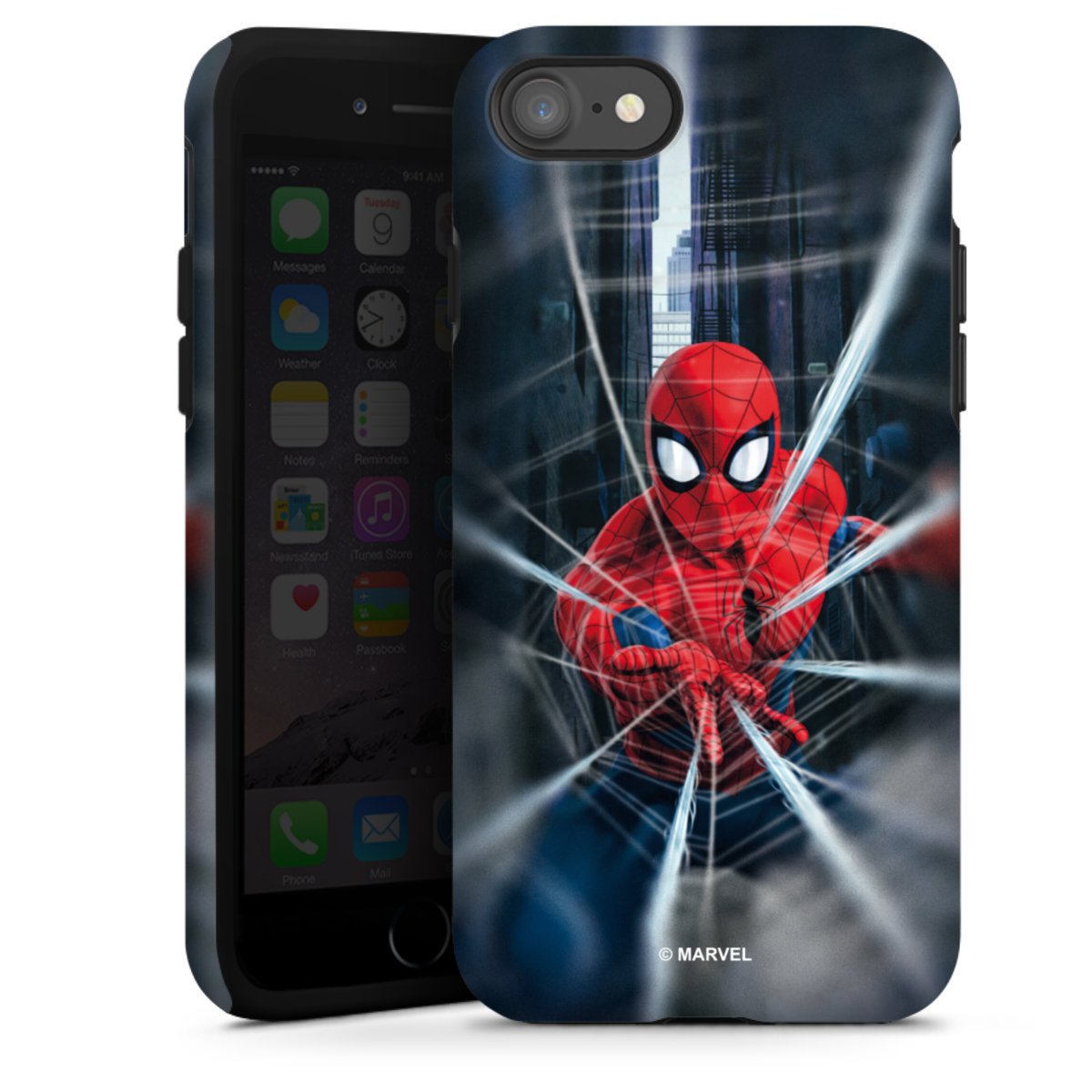 iPhone SE (2020) Handy Panzer Handyhülle robuste Outdoor Hülle Schutzhülle matt Spiderman Kinofilm Marvel Tough Case