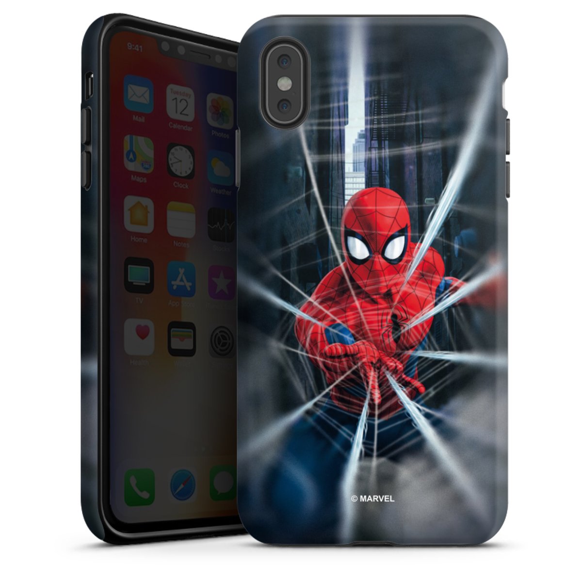 iPhone Xs Max Handy Panzer Handyhülle robuste Outdoor Hülle Schutzhülle glänzend Spiderman Kinofilm Marvel Tough Case