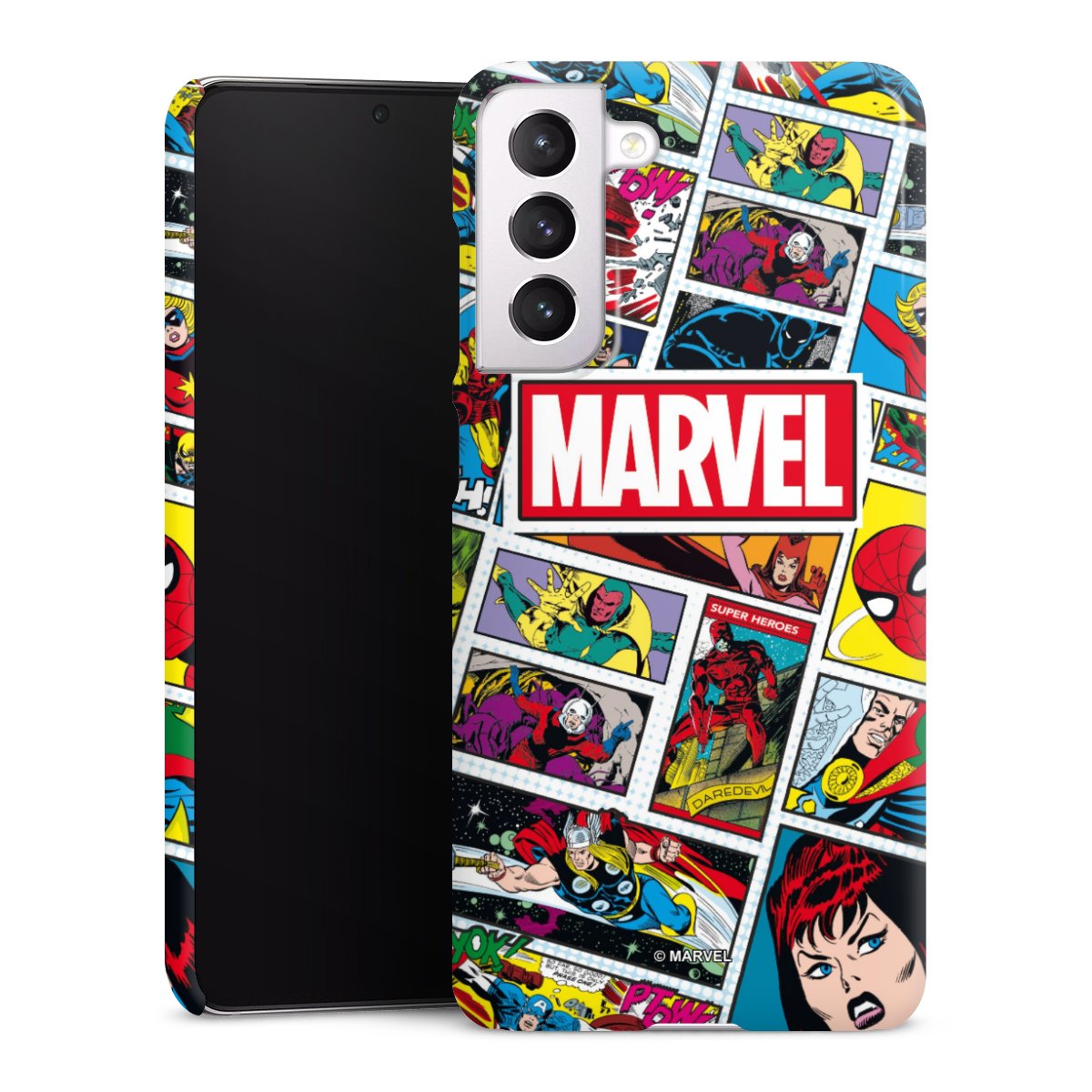 Galaxy S21 FE 5G Handy Premium Case Smartphone Handyhülle Schutzhülle glänzend Marvel Comic Muster Premium Case