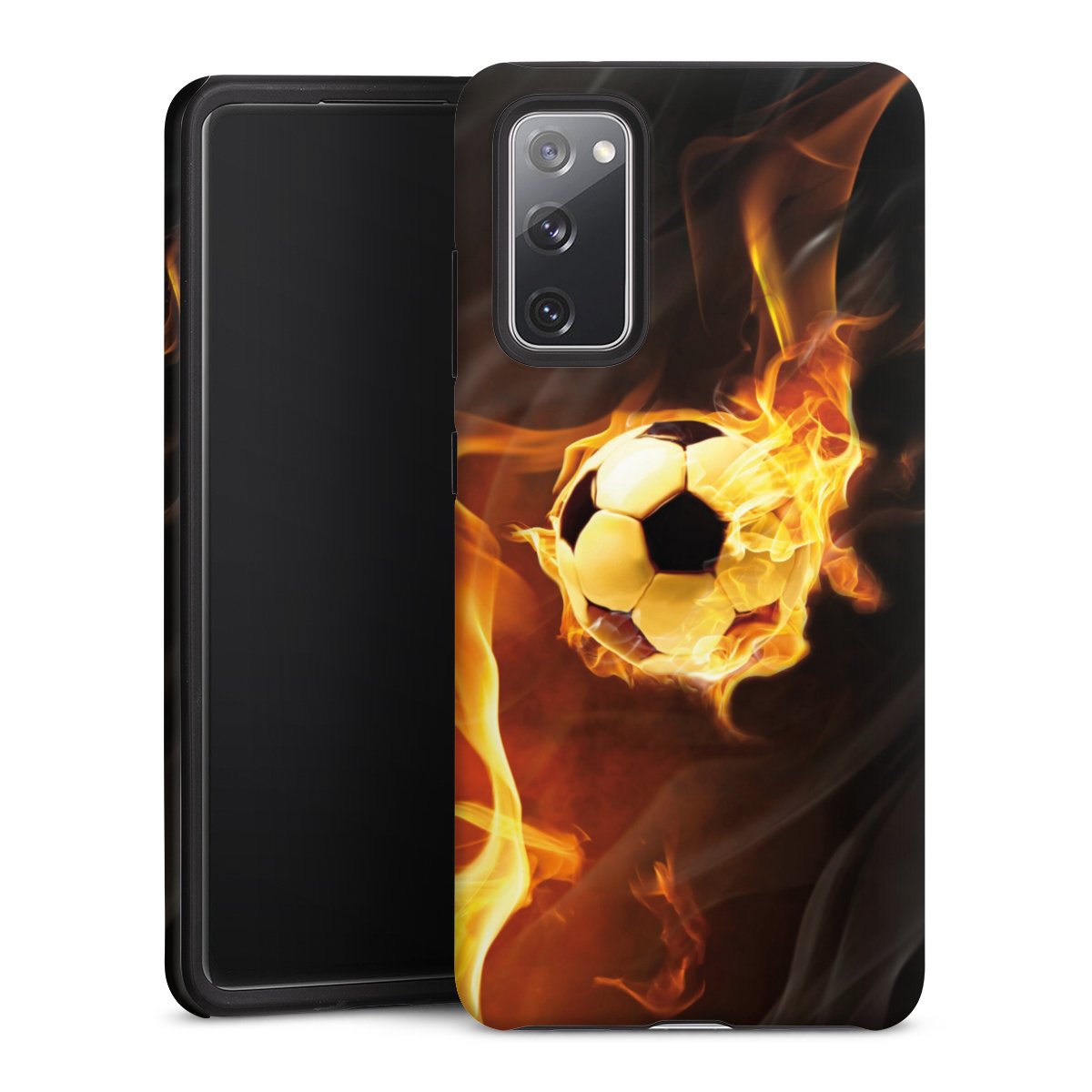 Galaxy S20 FE Handy Panzer Handyhülle robuste Outdoor Hülle Schutzhülle matt Ball Soccer Fire Tough Case
