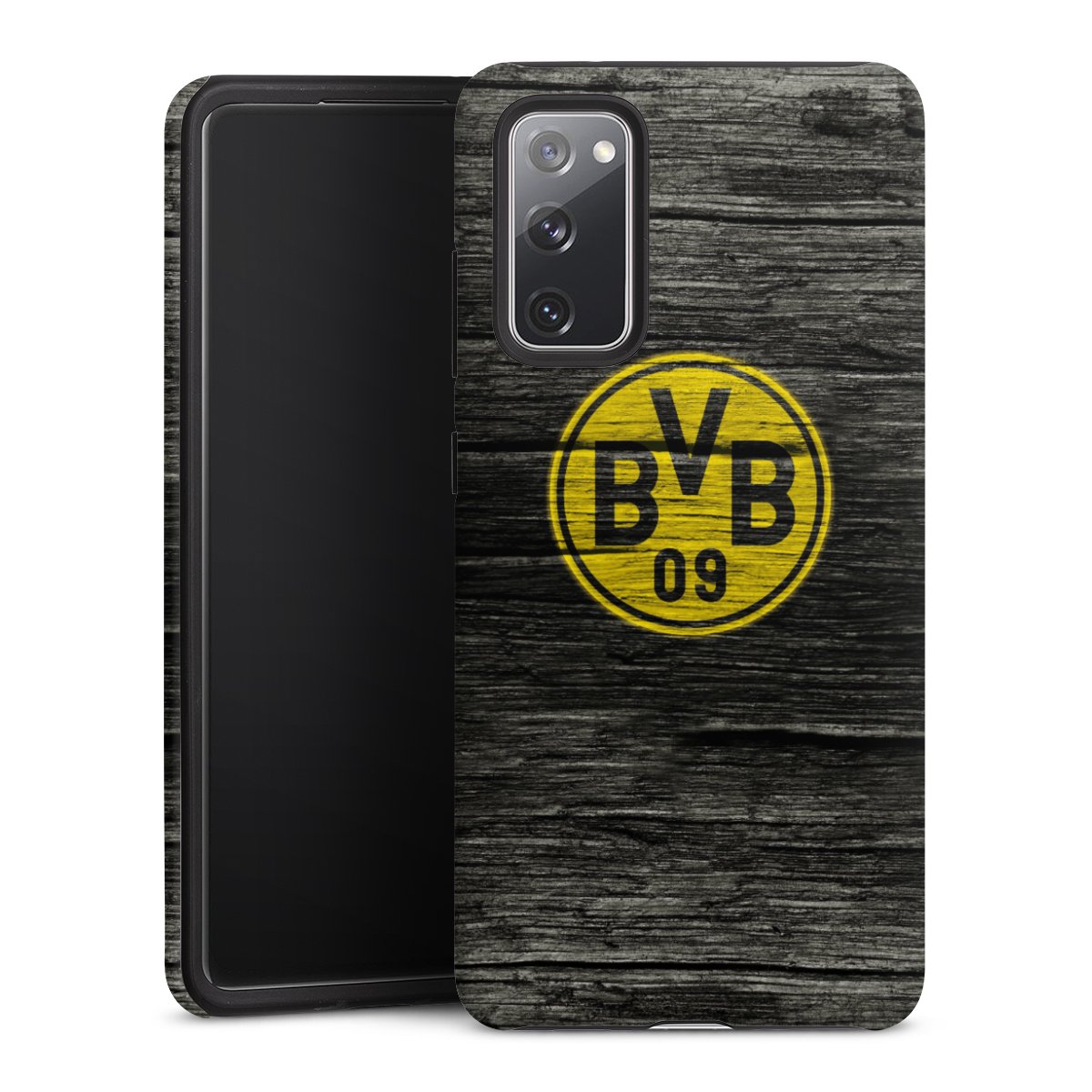 Galaxy S20 FE Handy Panzer Handyhülle robuste Outdoor Hülle Schutzhülle matt Wooden Look Borussia Dortmund Bvb Tough Case