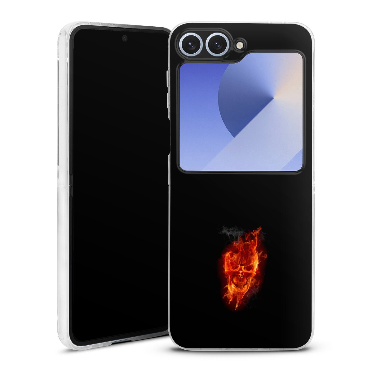 Galaxy Z Flip 6 Handy Hard Case Schutzhülle transparent Smartphone Handy Hülle Fire Totenkopf Skull Hard Case