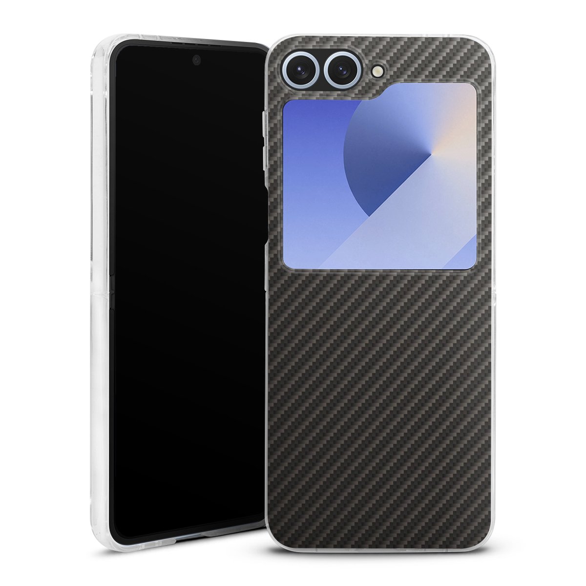 Galaxy Z Flip 6 Handy Hard Case Schutzhülle transparent Smartphone Handy Hülle Muster Carbon Metallic Look Hard Case