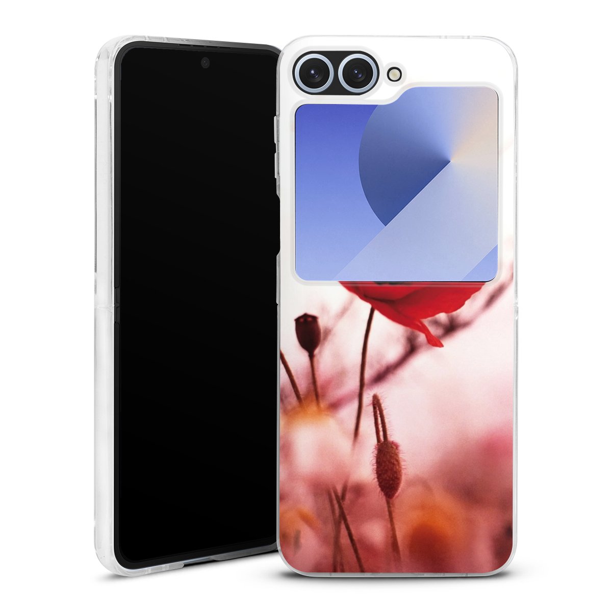Galaxy Z Flip 6 Handy Hard Case Schutzhülle transparent Smartphone Handy Hülle Flower Summer Poppy Hard Case