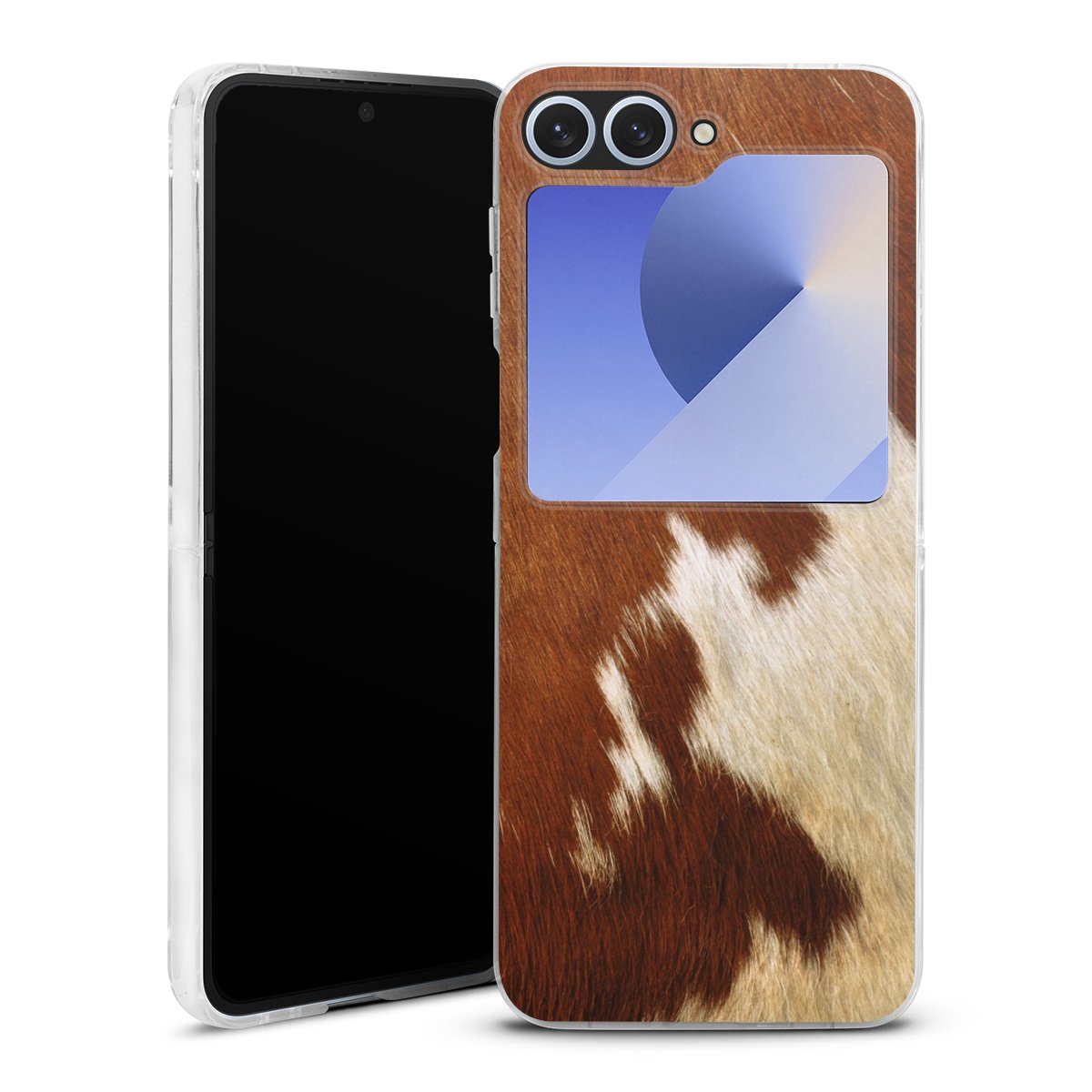 Galaxy Z Flip 6 Handy Hard Case Schutzhülle transparent Smartphone Handy Hülle Fur Animal Look Cow Hard Case