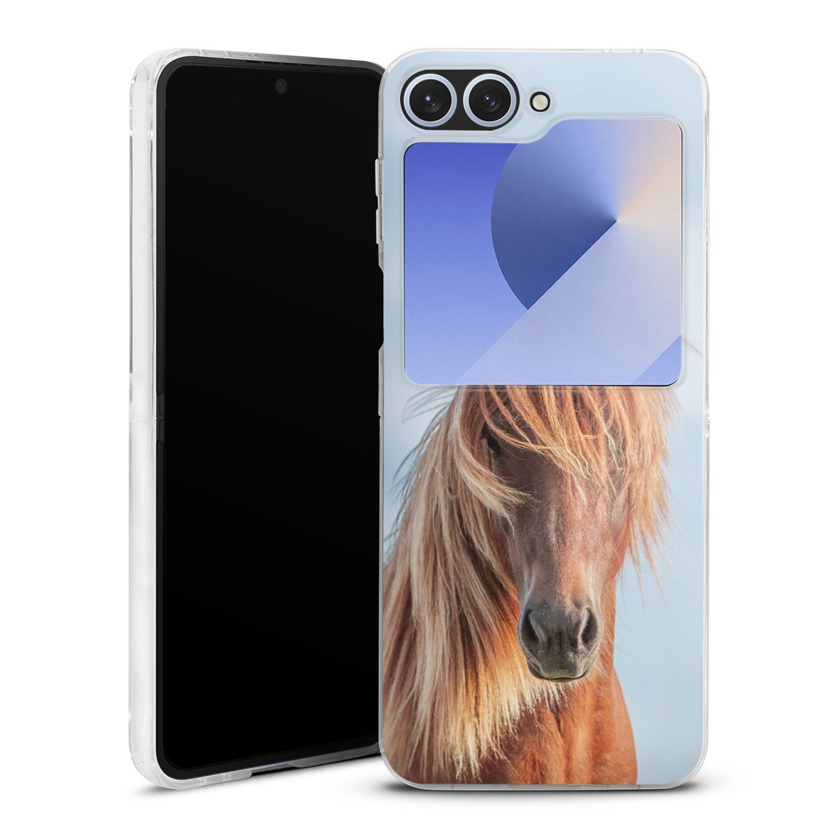 Galaxy Z Flip 6 Handy Hard Case Schutzhülle transparent Smartphone Handy Hülle Animal Look Animals Horse Hard Case
