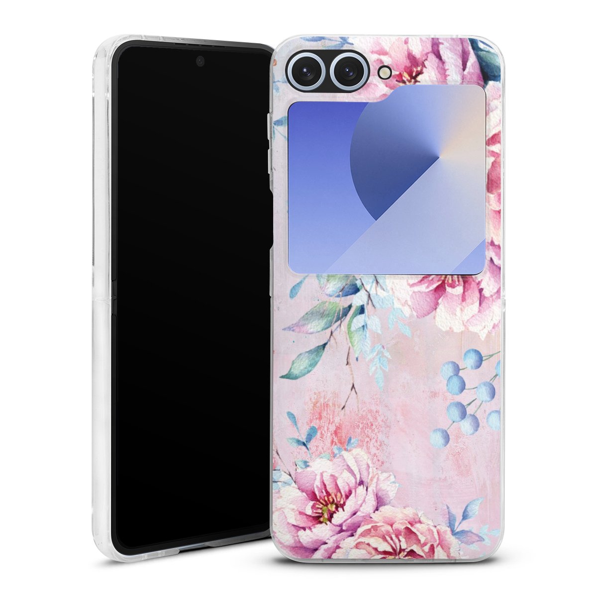 Galaxy Z Flip 6 Handy Hard Case Schutzhülle transparent Smartphone Handy Hülle Summer Flower Water Colour Hard Case