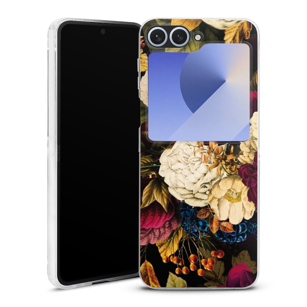 Galaxy Z Flip 6 Handy Hard Case Schutzhülle transparent Smartphone Handy Hülle Vintage Muster Flowers Hard Case