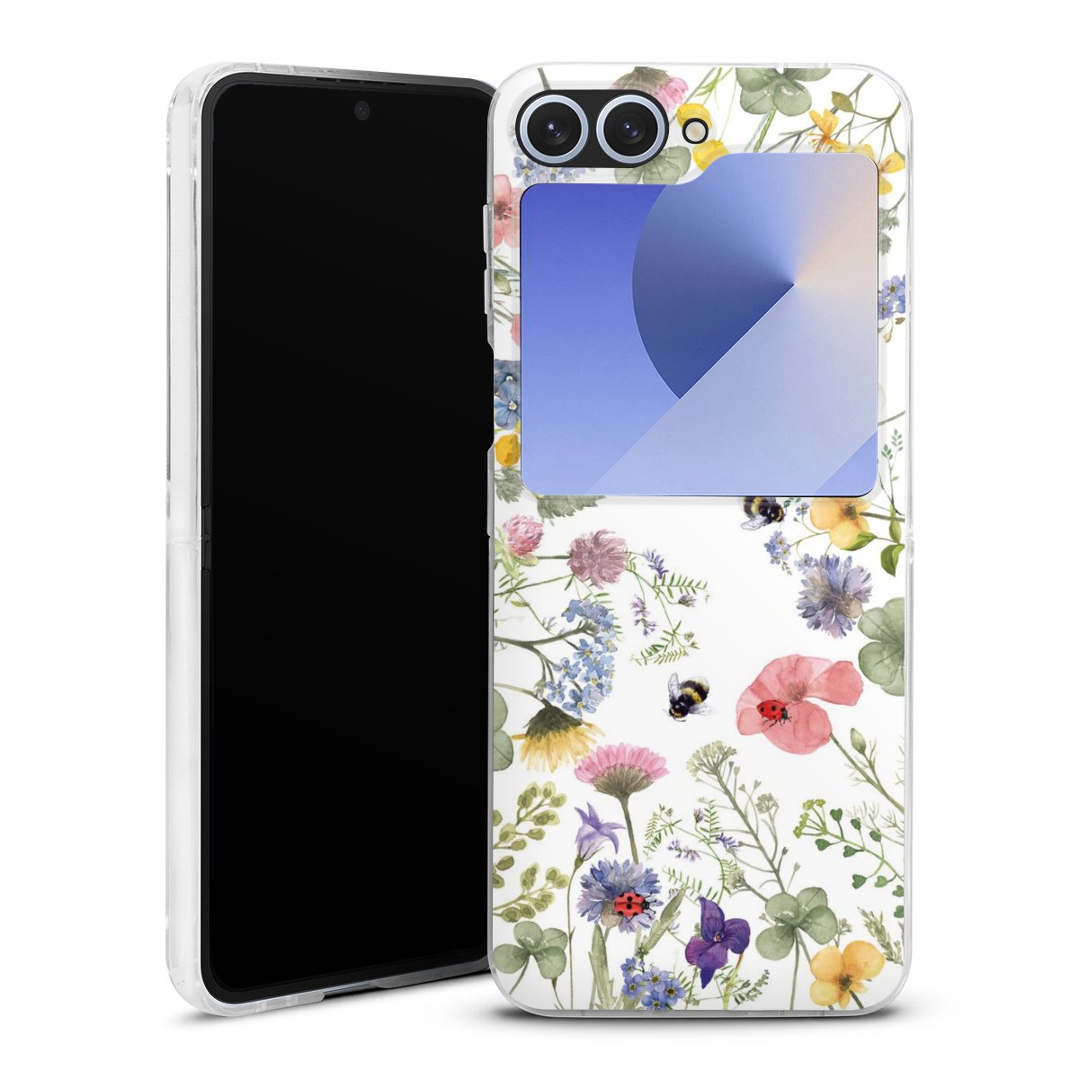Galaxy Z Flip 6 Handy Hard Case Schutzhülle transparent Smartphone Handy Hülle Flowers Muster Bee Hard Case