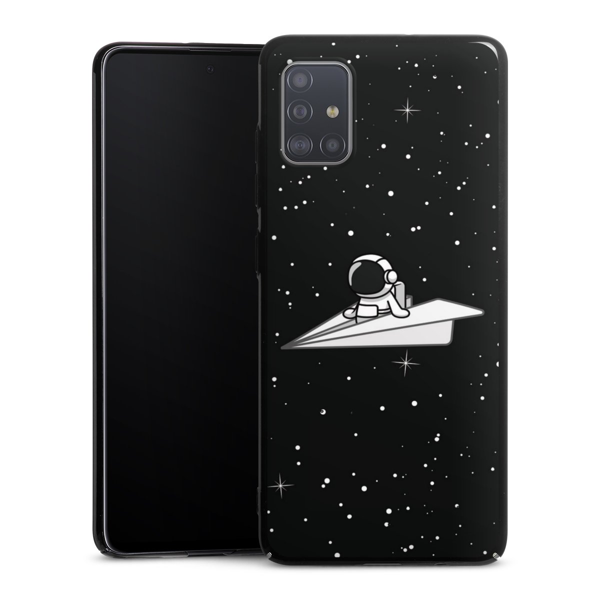 Galaxy A51 Handy Hard Case Schutzhülle schwarz Smartphone Backcover Astronaut Comic Paper Hard Case