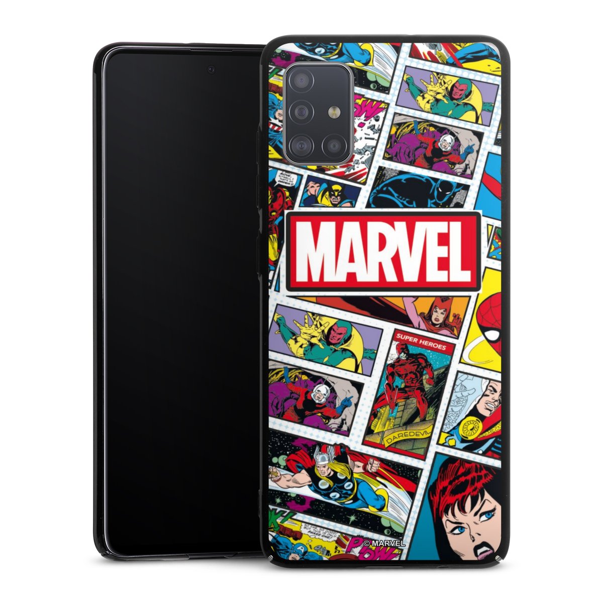 Galaxy A51 Handy Hard Case Schutzhülle schwarz Smartphone Backcover Marvel Comic Muster Hard Case