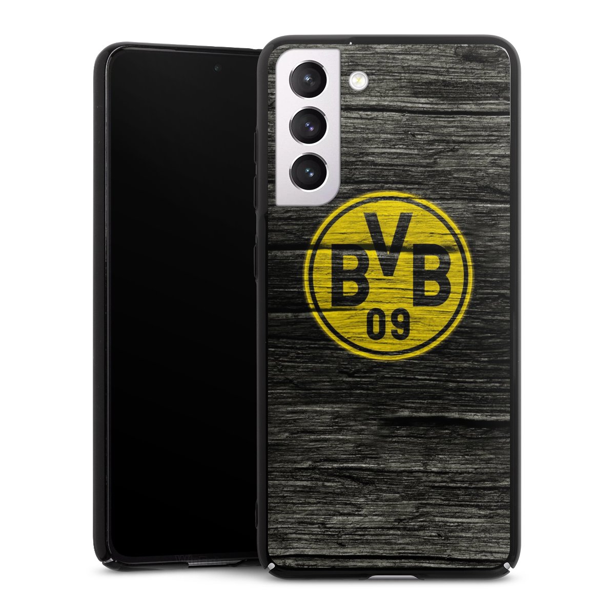Galaxy S21 FE 5G Handy Hard Case Schutzhülle schwarz Smartphone Backcover Wooden Look Borussia Dortmund Bvb Hard Case