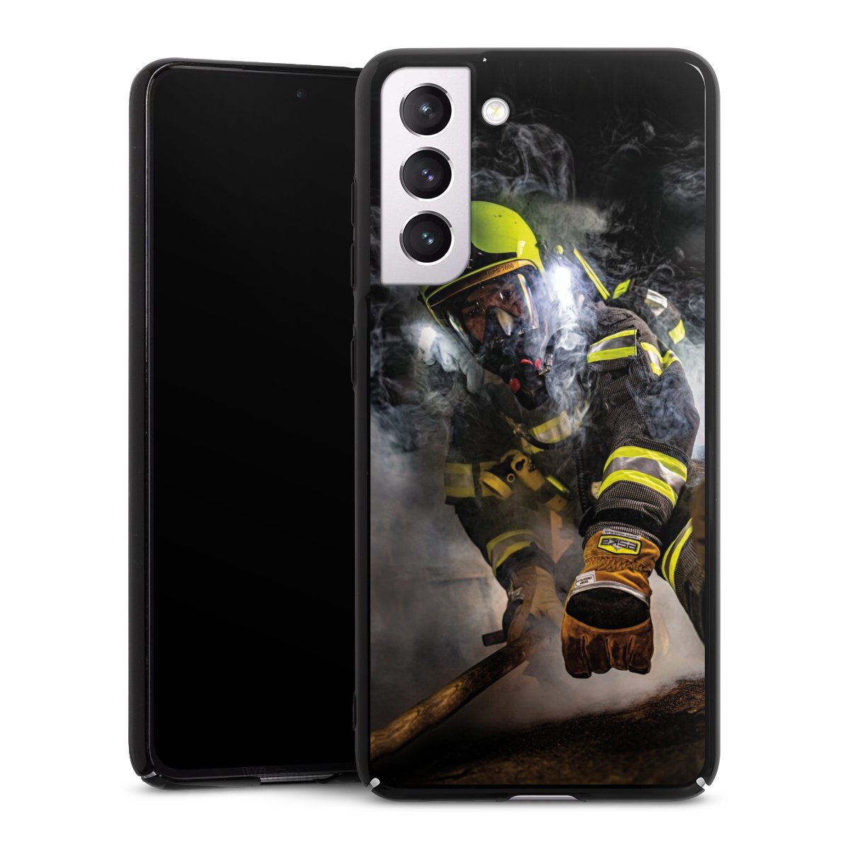 Galaxy S21 FE 5G Handy Hard Case Schutzhülle schwarz Smartphone Backcover Fire Fire Fighter Fire Fighters Hard Case