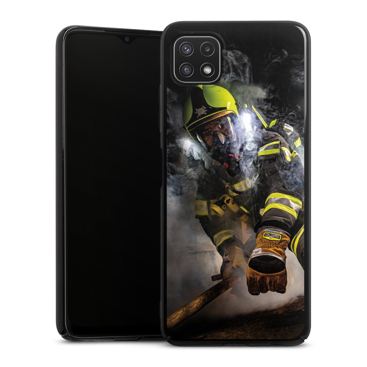 Galaxy A22 5G Handy Hard Case Schutzhülle schwarz Smartphone Backcover Fire Fire Fighter Fire Fighters Hard Case