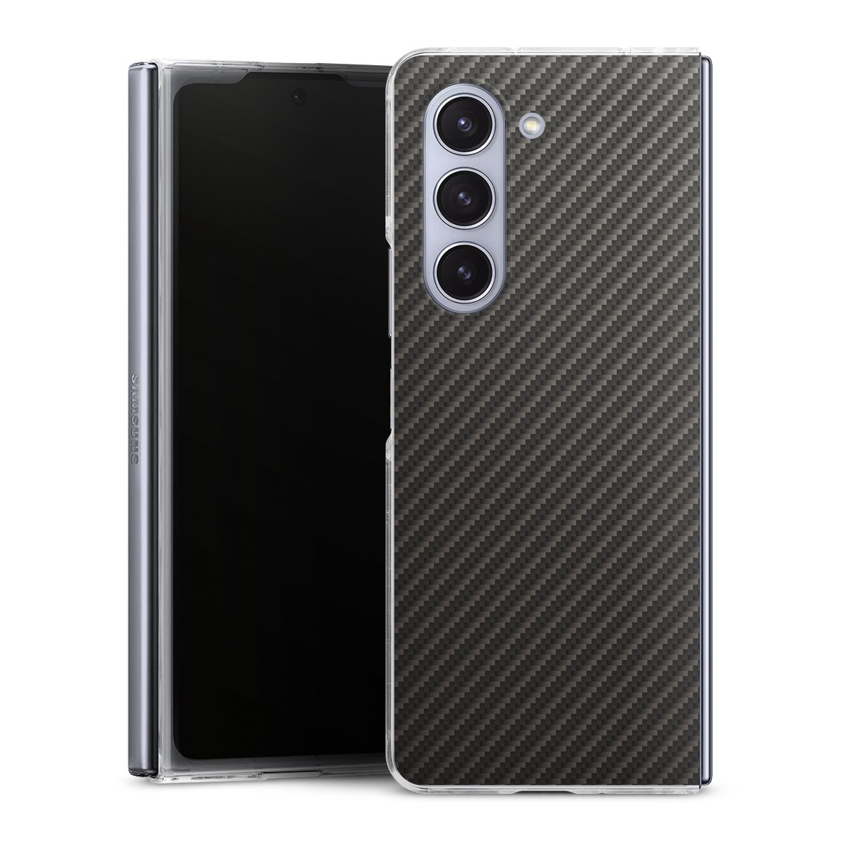 Galaxy Z Fold 5 Handy Hard Case Schutzhülle transparent Smartphone Handy Hülle Muster Carbon Metallic Look Hard Case