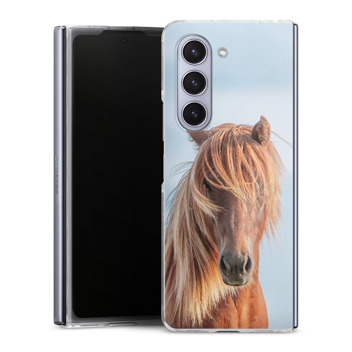 Galaxy Z Fold 5 Handy Hard Case Schutzhülle transparent Smartphone Handy Hülle Animal Look Animals Horse Hard Case