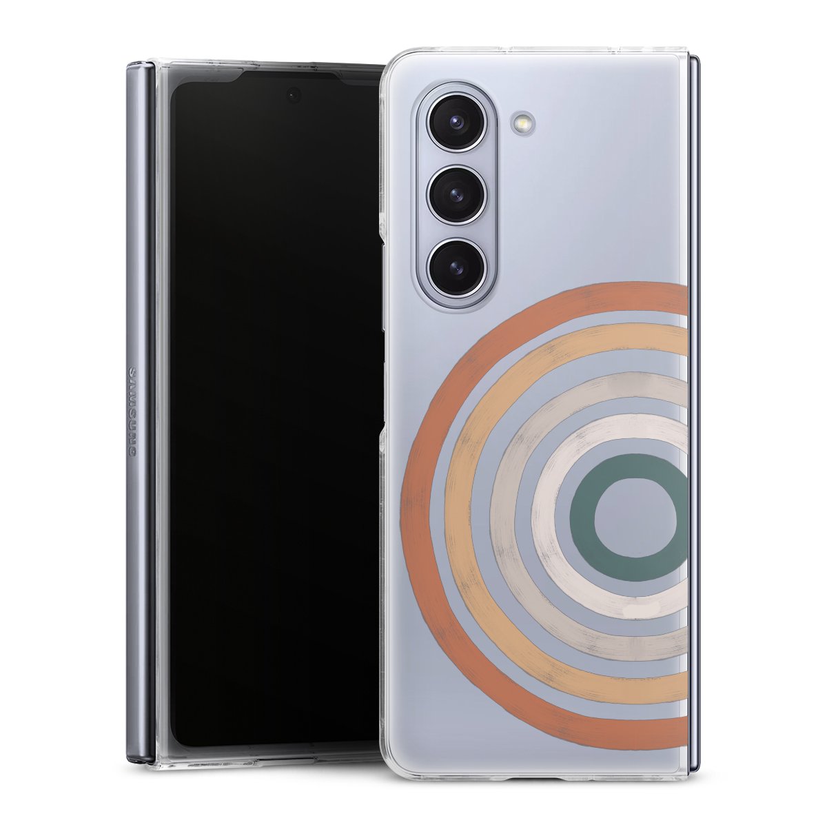 Galaxy Z Fold 5 Handy Hard Case Schutzhülle transparent Smartphone Handy Hülle Circle Rainbow Water Colour Hard Case