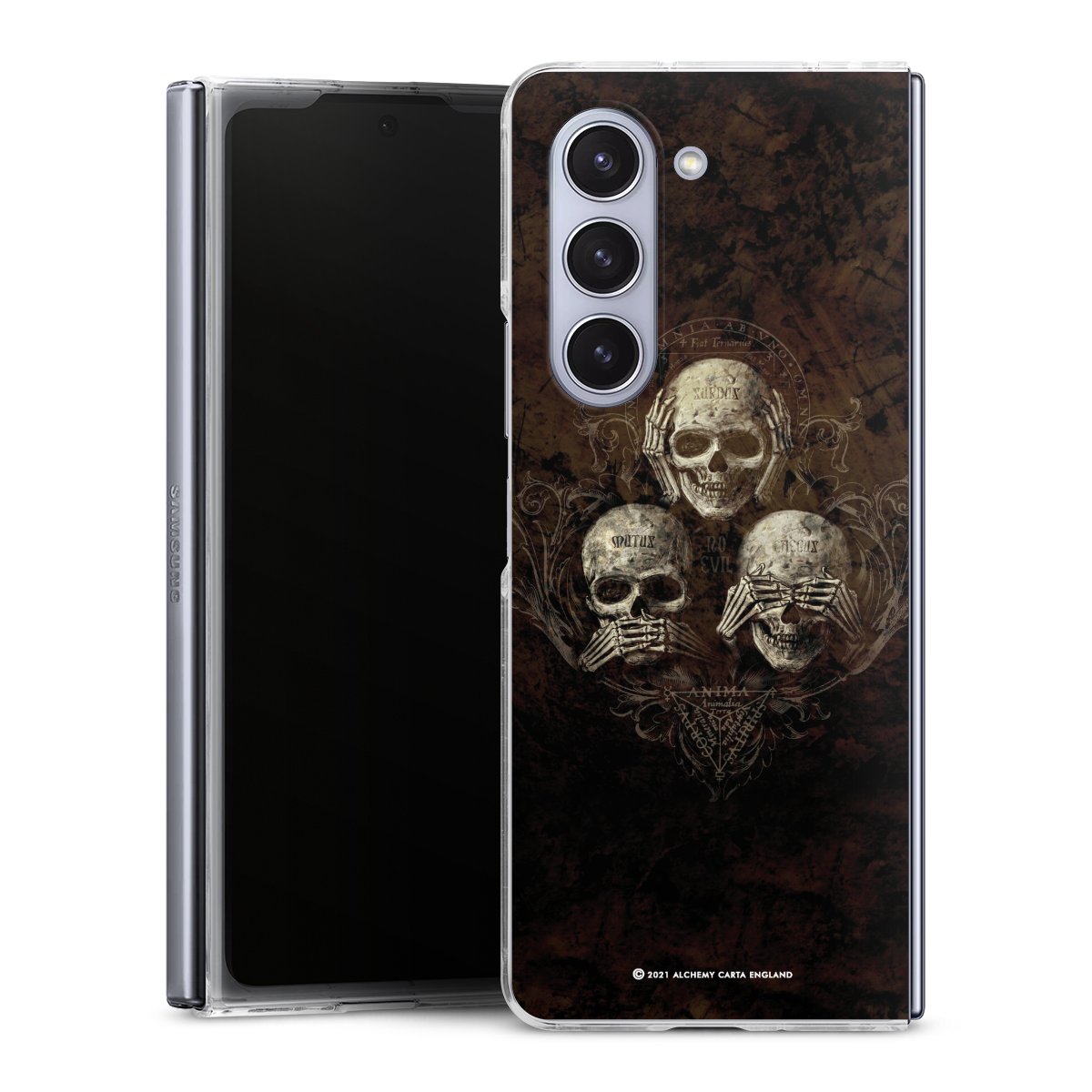 Galaxy Z Fold 5 Handy Hard Case Schutzhülle transparent Smartphone Handy Hülle Art Gothic Skulls Hard Case