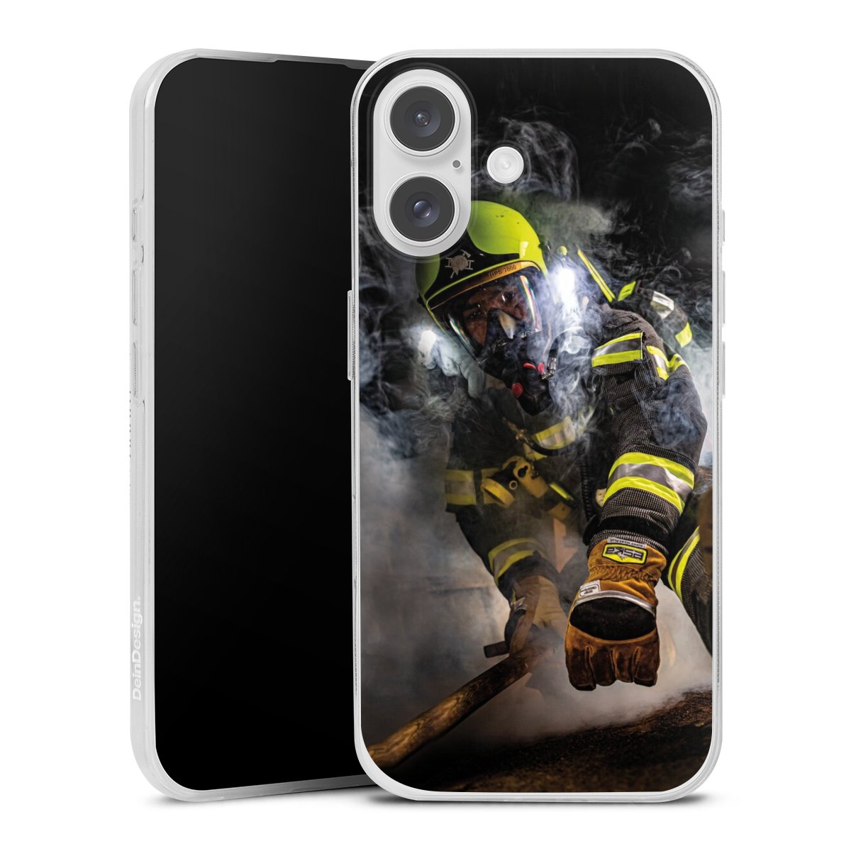iPhone 16 Handy Slim Case Silikon Handyhülle transparent Hülle extra dünn Fire Fire Fighter Fire Fighters Silikon Slim Case