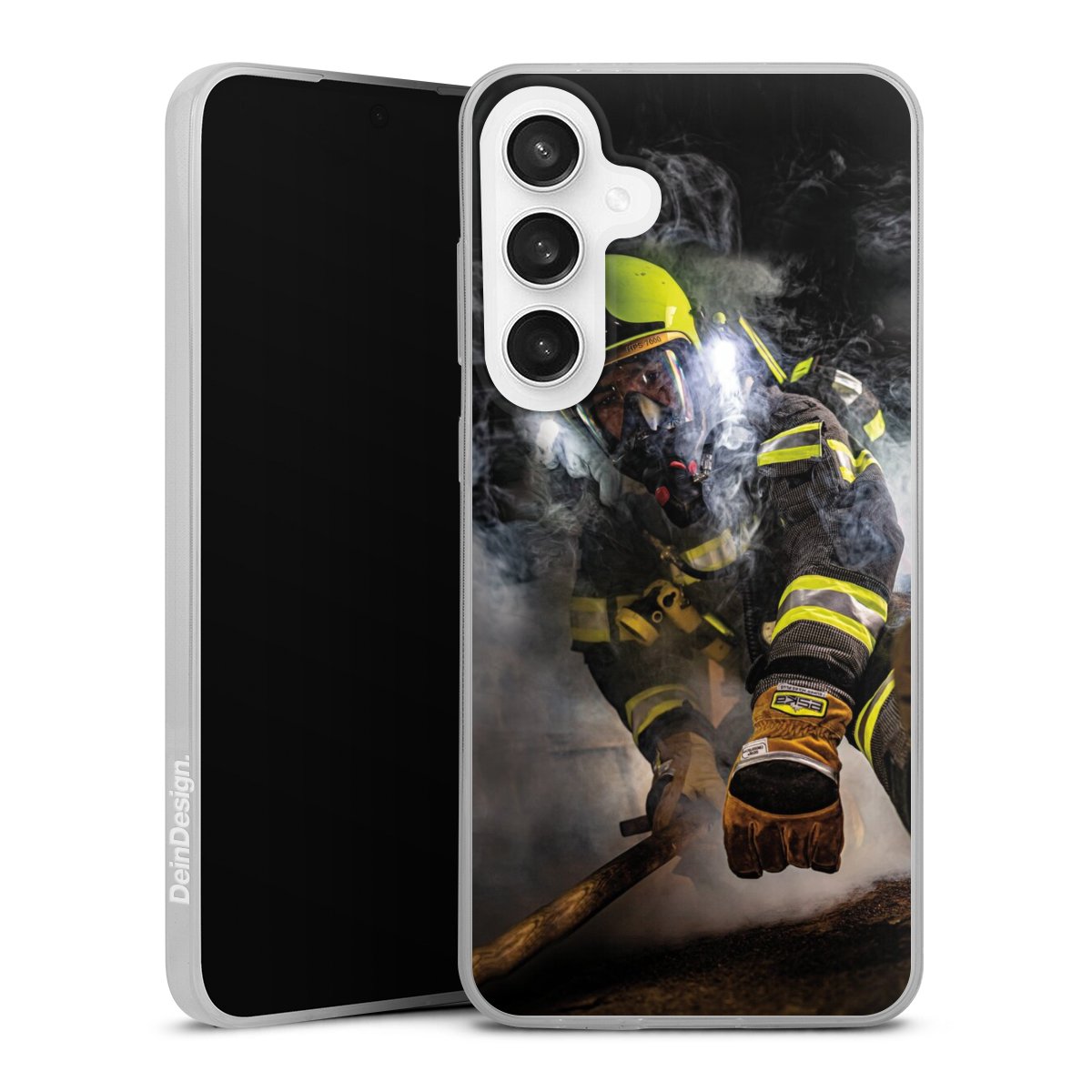 Galaxy S24 FE 5G Handy Slim Case Silikon Handyhülle transparent Hülle extra dünn Fire Fighter Fire Fire Fighters Silikon Slim Case