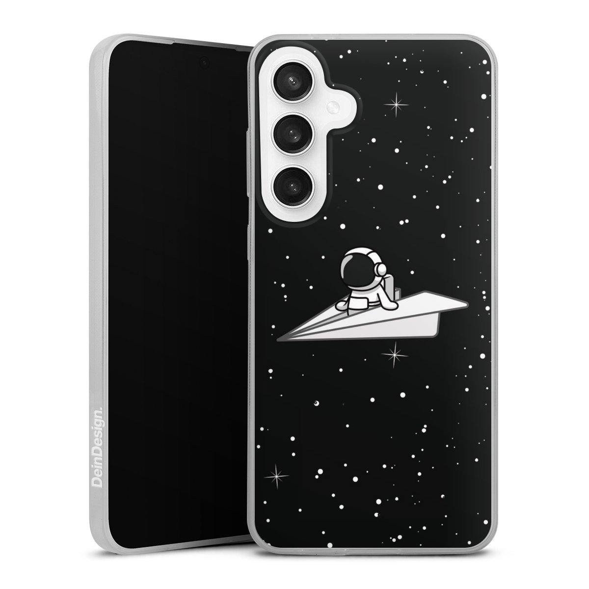 Galaxy S24 FE 5G Handy Slim Case Silikon Handyhülle transparent Hülle extra dünn Astronaut Comic Paper Silikon Slim Case