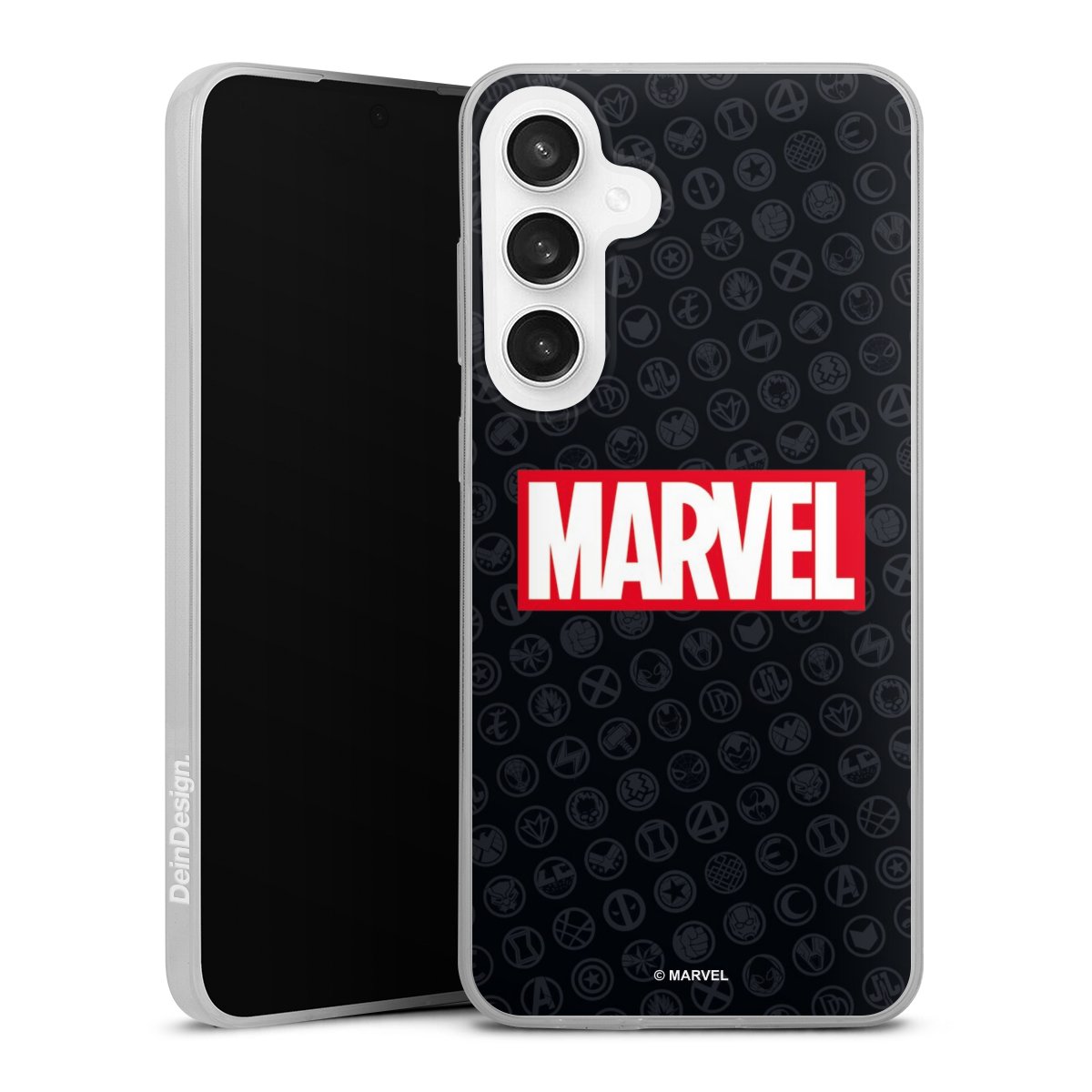 Galaxy S24 FE 5G Handy Slim Case Silikon Handyhülle transparent Hülle extra dünn Comic Marvel Logo Silikon Slim Case