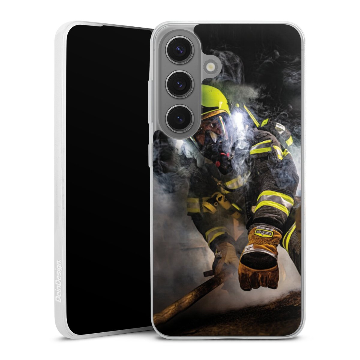 Galaxy S25 Handy Slim Case Silikon Handyhülle transparent Hülle extra dünn Fire Fire Fighter Fire Fighters Silikon Slim Case