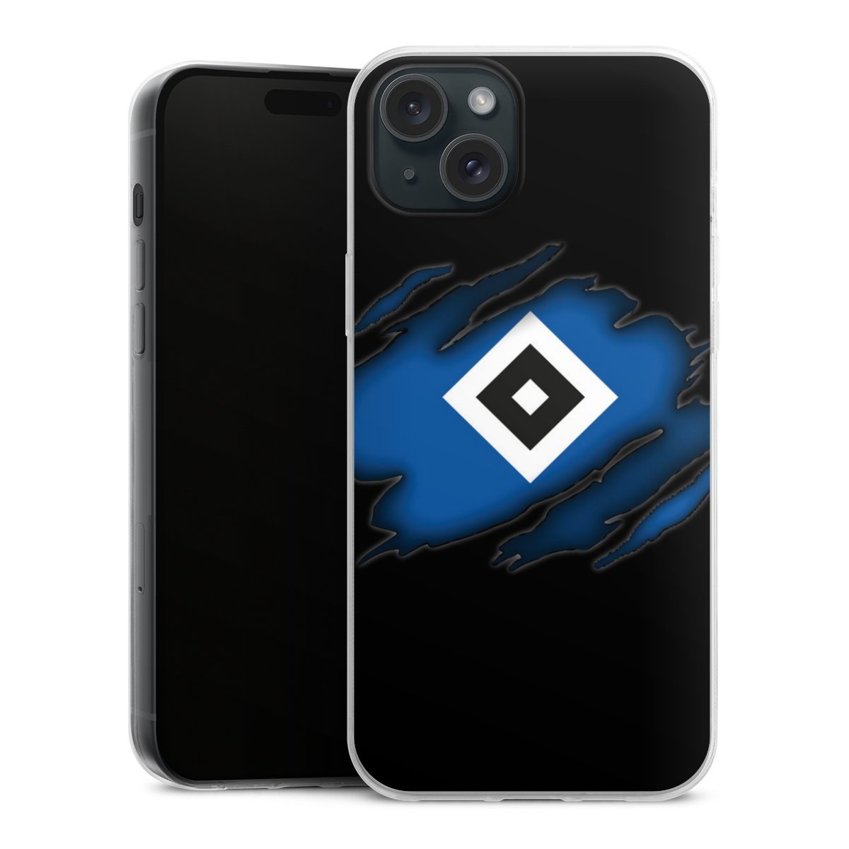 iPhone 15 Plus Handy Slim Case extra dünn Silikon Handyhülle transparent Hülle Official Licensed Product Hsv Hamburger Sv Silikon Slim Case