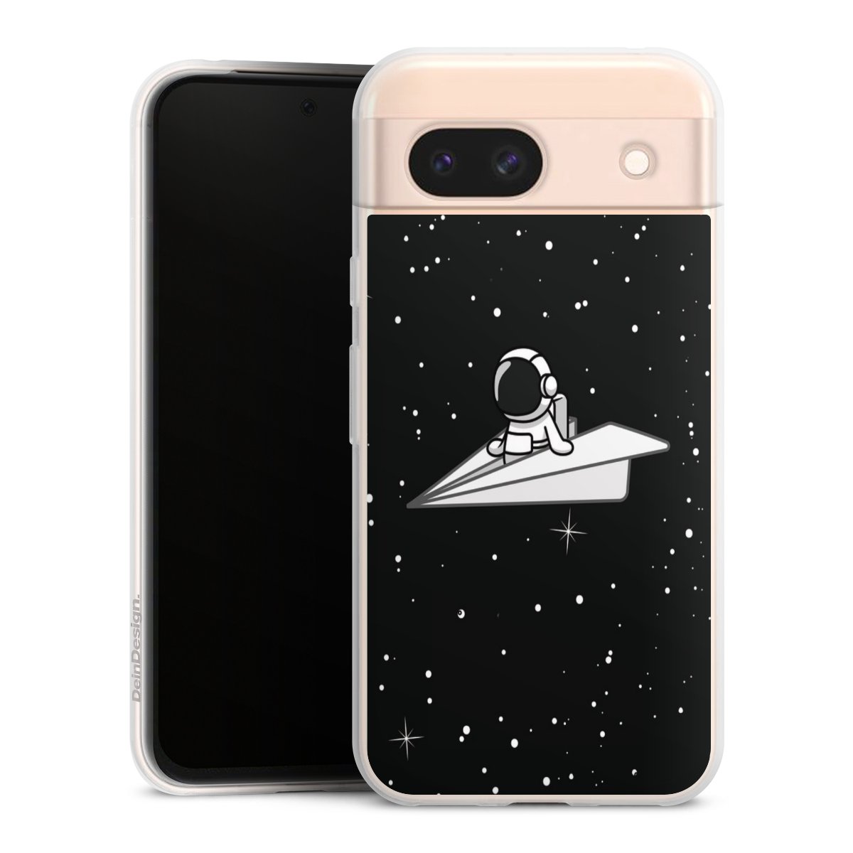 Google Pixel 8a Handy Slim Case Silikon Handyhülle transparent Hülle extra dünn Astronaut Comic Paper Silikon Slim Case