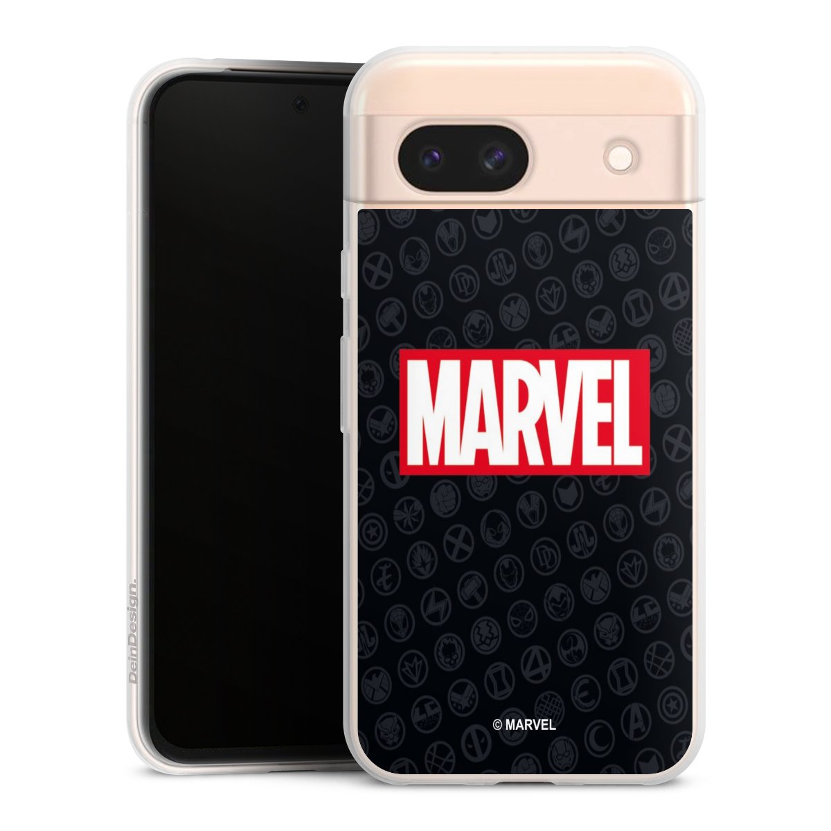 Google Pixel 8a Handy Slim Case Silikon Handyhülle transparent Hülle extra dünn Comic Marvel Logo Silikon Slim Case