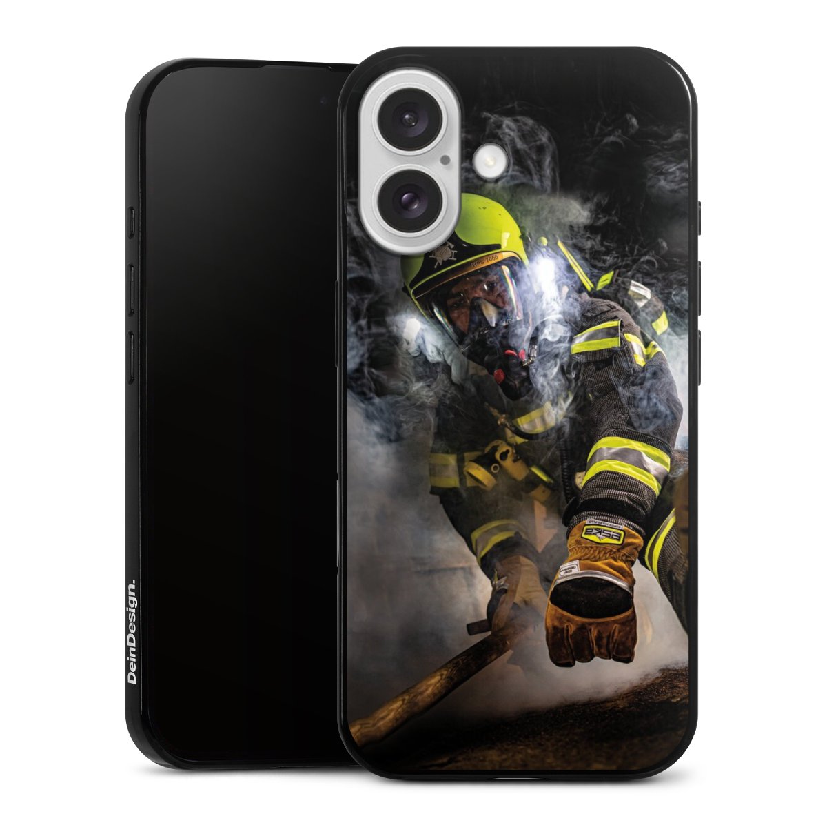 iPhone 16 Handy Slim Case extra dünn Silikon Handyhülle schwarz Hülle Fire Fire Fighter Fire Fighters Silikon Slim Case