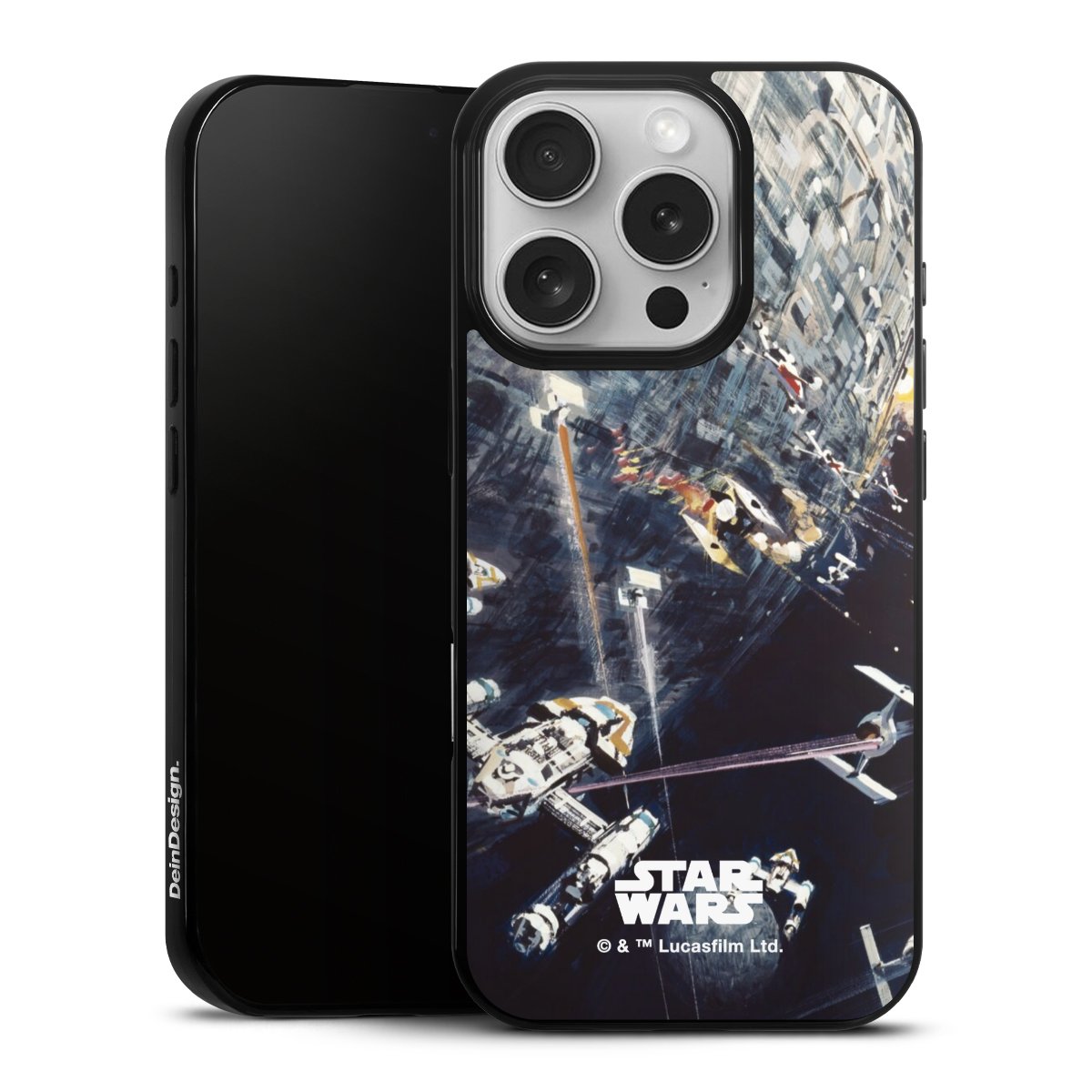 iPhone 16 Pro Handy Slim Case extra dünn Silikon Handyhülle schwarz Hülle Movie Star Wars Death Star Silikon Slim Case