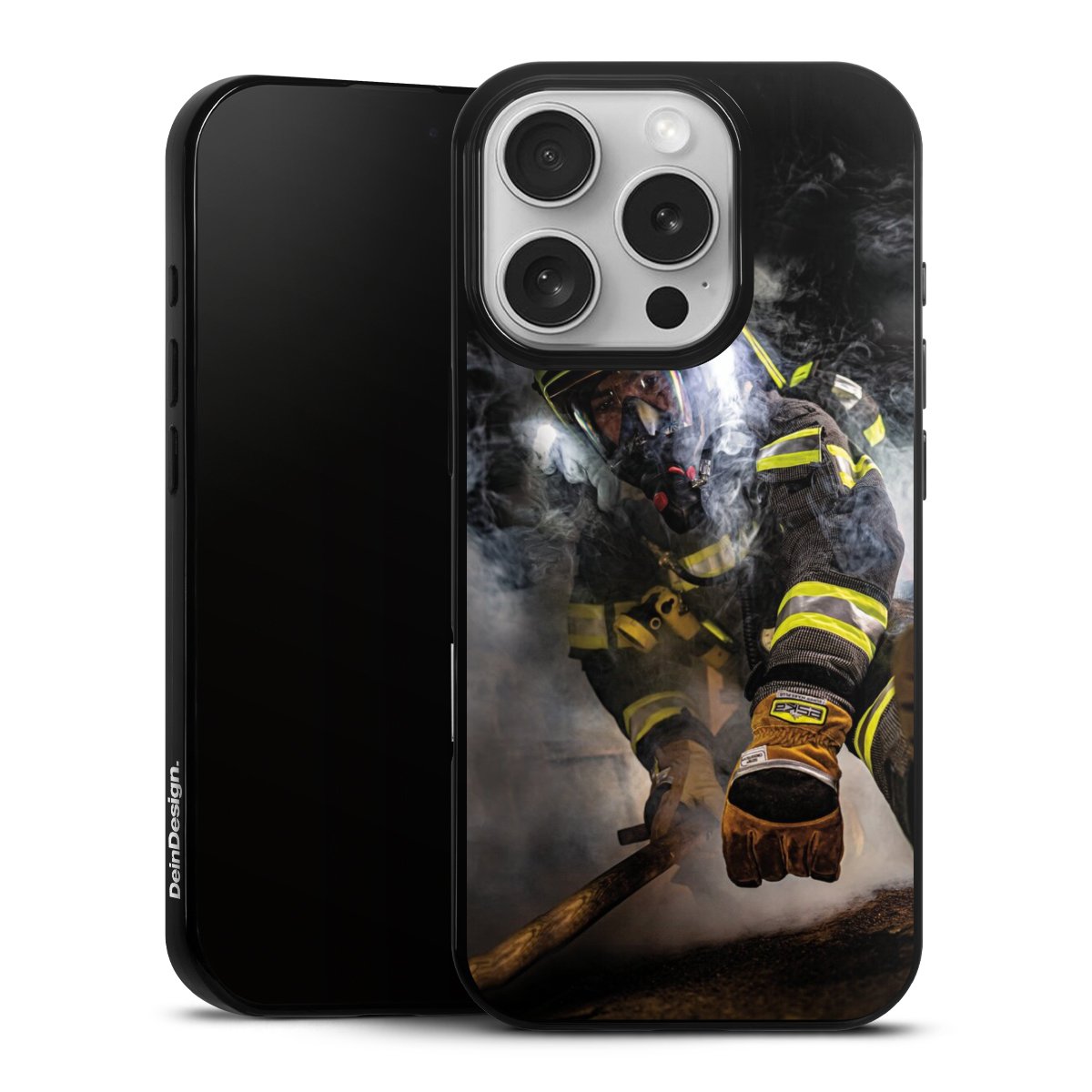 iPhone 16 Pro Handy Slim Case extra dünn Silikon Handyhülle schwarz Hülle Fire Fire Fighter Fire Fighters Silikon Slim Case