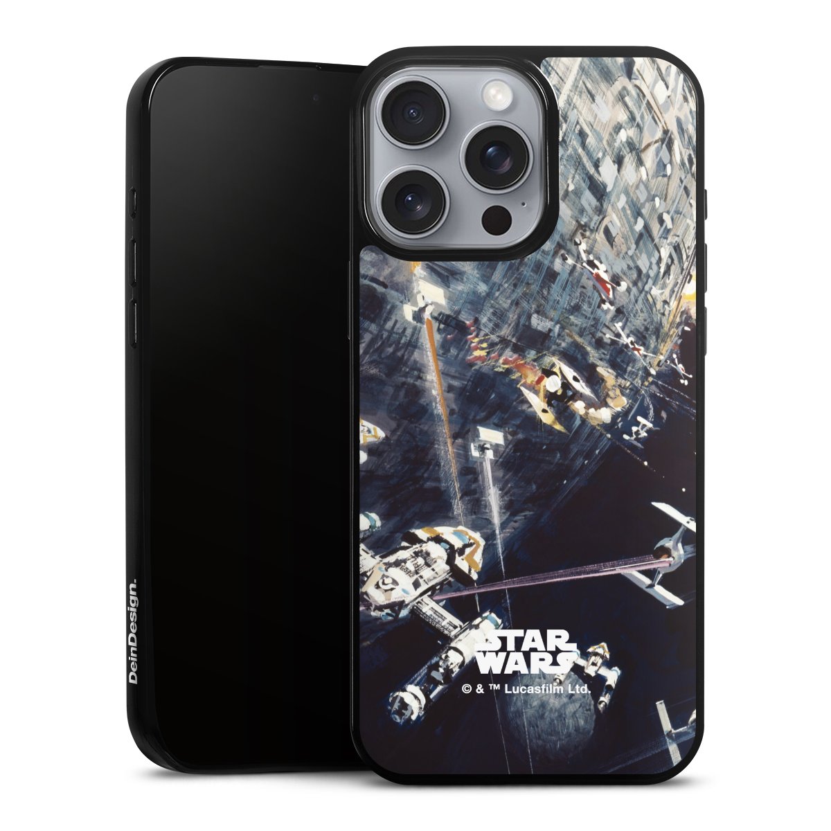 iPhone 16 Pro Max Handy Slim Case extra dünn Silikon Handyhülle schwarz Hülle Movie Star Wars Death Star Silikon Slim Case
