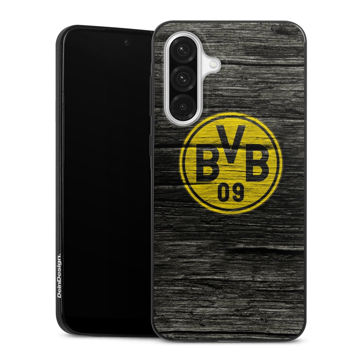 Galaxy A56 5G Handy Slim Case extra dünn Silikon Handyhülle schwarz Hülle Wooden Look Borussia Dortmund Bvb Silikon Slim Case
