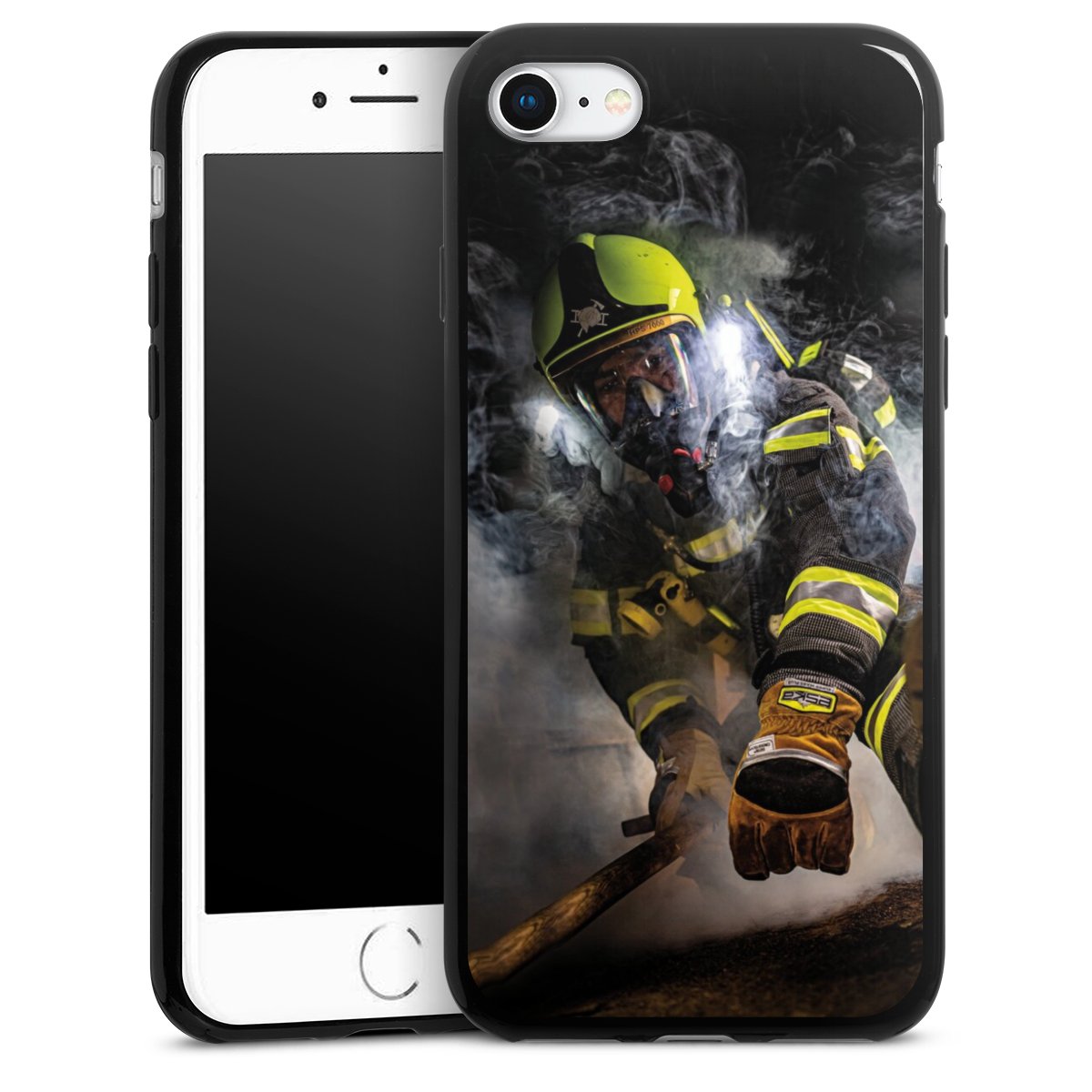 iPhone SE (2022) Handy Slim Case extra dünn Silikon Handyhülle schwarz Hülle Fire Fighter Fire Fire Fighters Silikon Slim Case