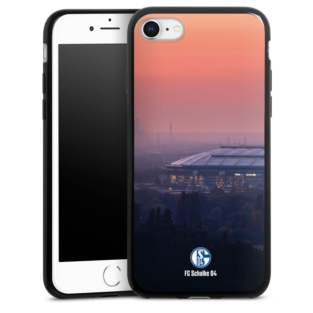 iPhone SE (2022) Handy Slim Case extra dünn Silikon Handyhülle schwarz Hülle Fc Schalke 04 Stadium Schalke 04 Silikon Slim Case