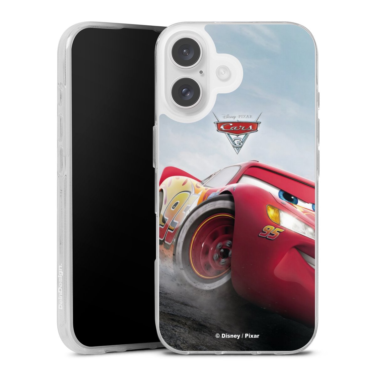 iPhone 16 Handy Silikon Hülle Case transparent Handyhülle Lightning Mcqueen 95 Official Licensed Product Cars Silikon Case