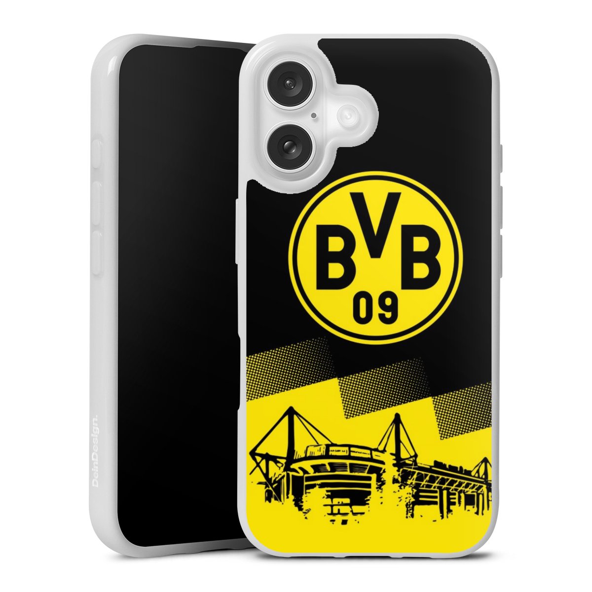 iPhone 16 Handy Silikon Hülle Case weiß Handyhülle Bvb Stadium Borussia Dortmund Silikon Case