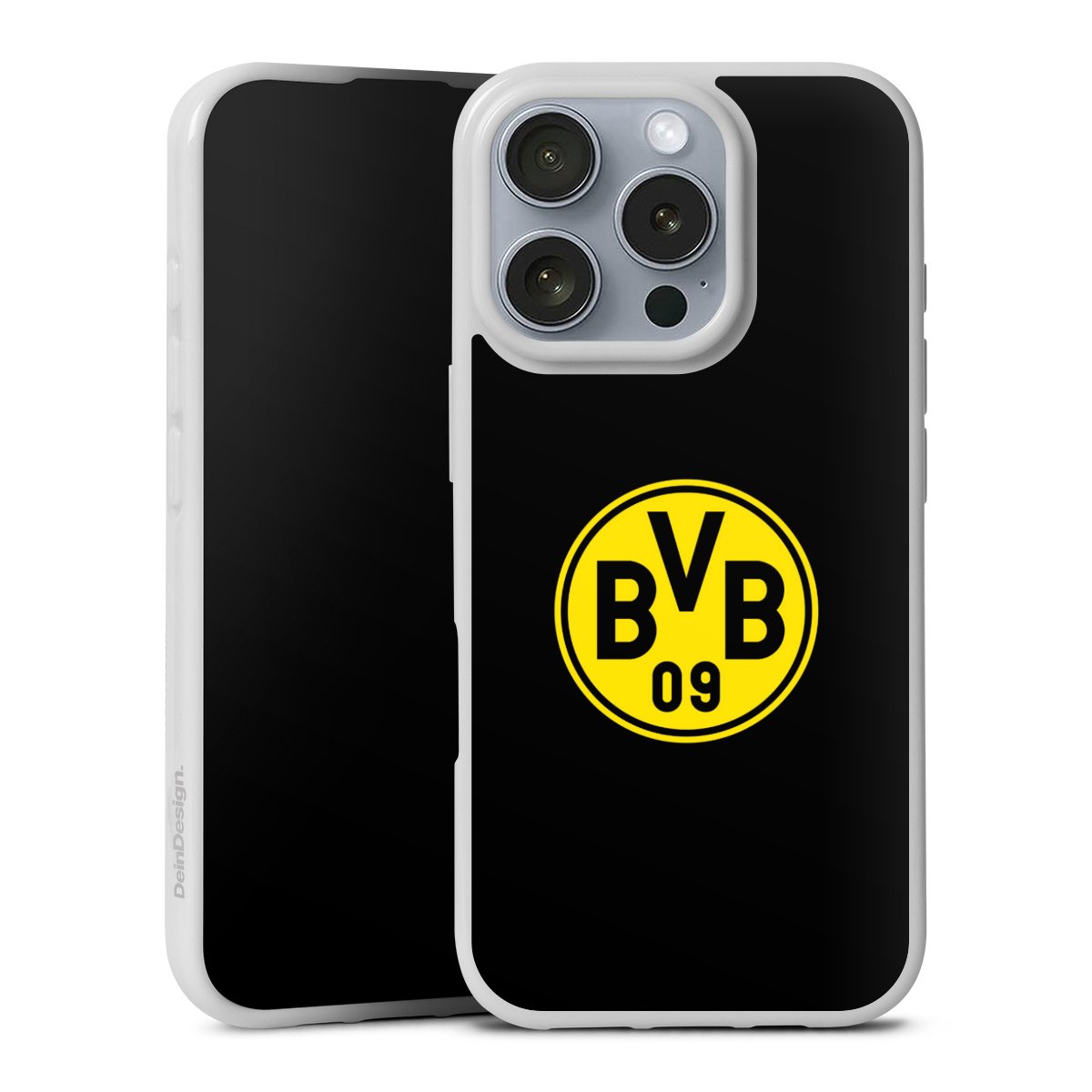iPhone 16 Pro Handy Silikon Hülle Case weiß Handyhülle Bvb Borussia Dortmund Logo Silikon Case