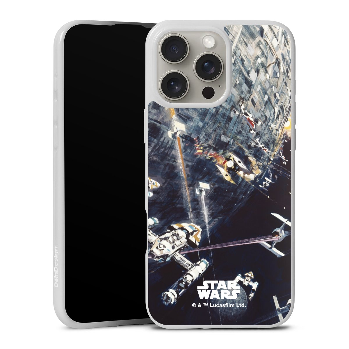 iPhone 16 Pro Max Handy Silikon Hülle Case weiß Handyhülle Movie Star Wars Death Star Silikon Case