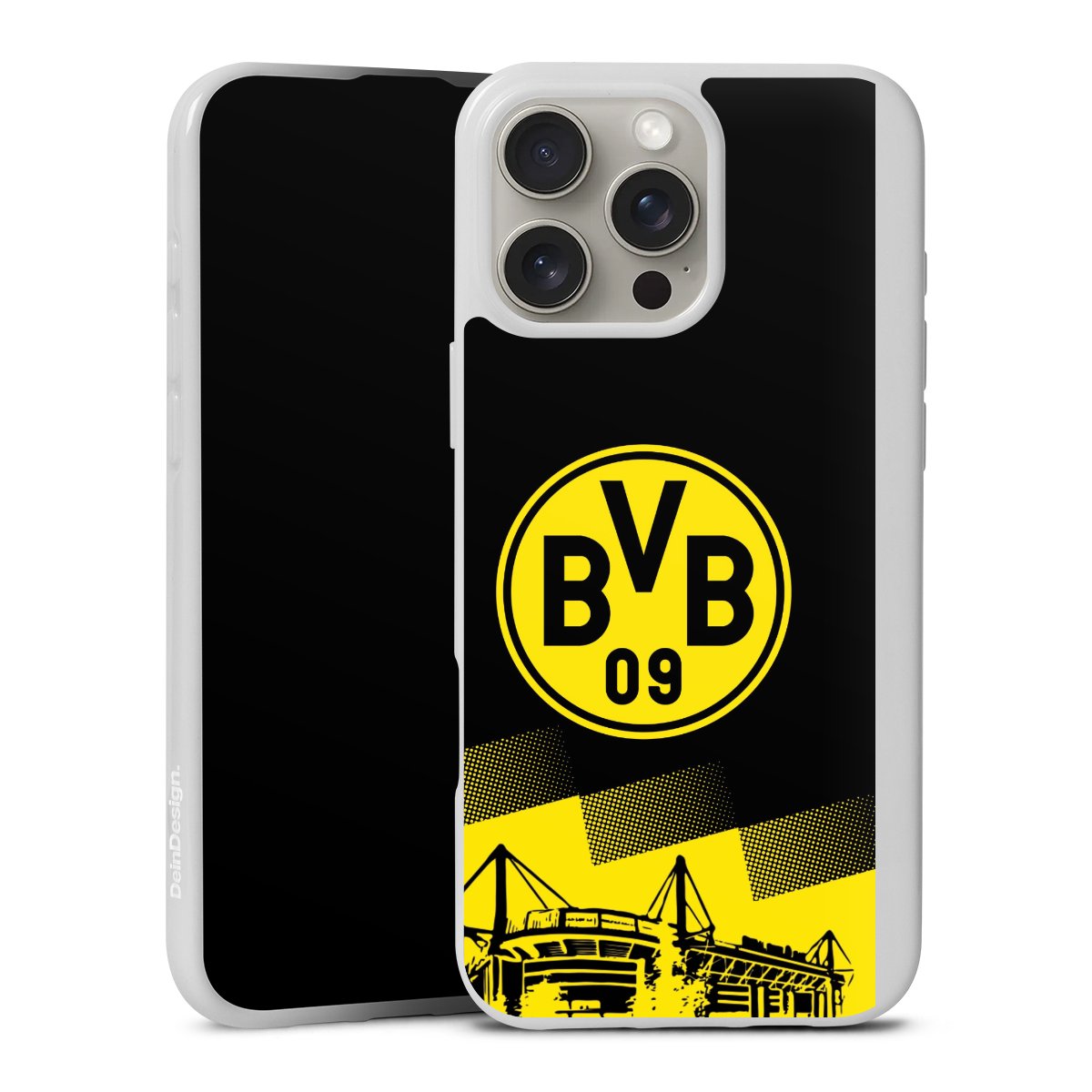 iPhone 16 Pro Max Handy Silikon Hülle Case weiß Handyhülle Bvb Stadium Borussia Dortmund Silikon Case