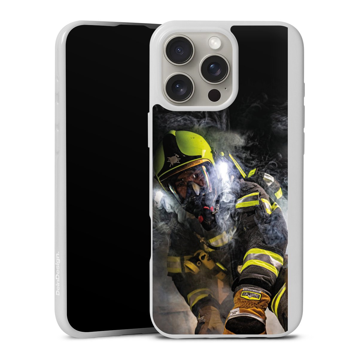 iPhone 16 Pro Max Handy Silikon Hülle Case weiß Handyhülle Fire Fire Fighter Fire Fighters Silikon Case
