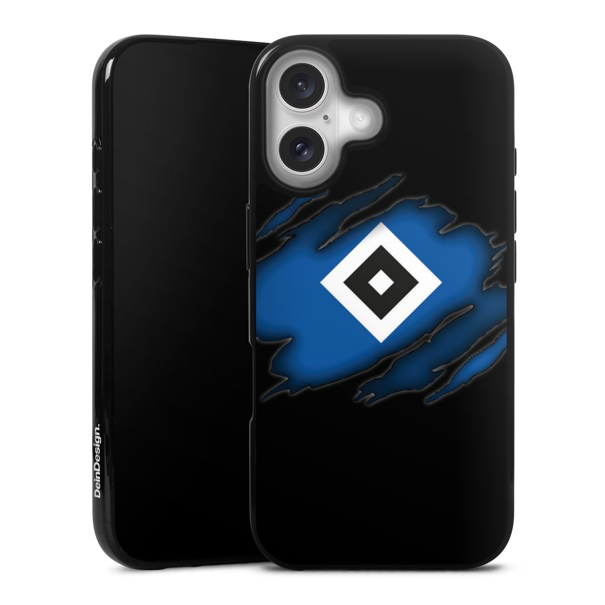 iPhone 16 Handy Silikon Hülle Case schwarz Handyhülle Official Licensed Product Hsv Hamburger Sv