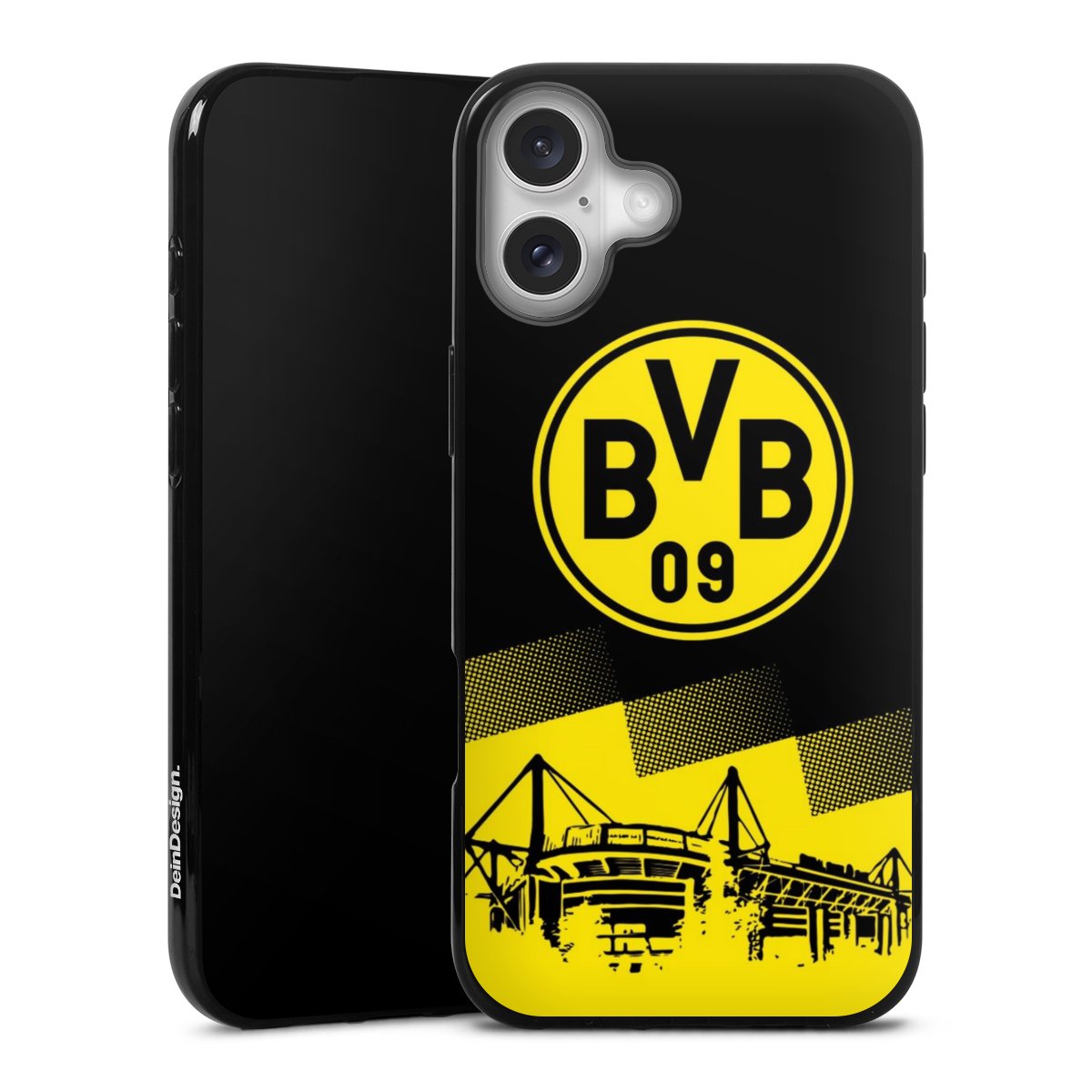 iPhone 16 Plus Handy Silikon Hülle Case schwarz Handyhülle Bvb Stadium Borussia Dortmund