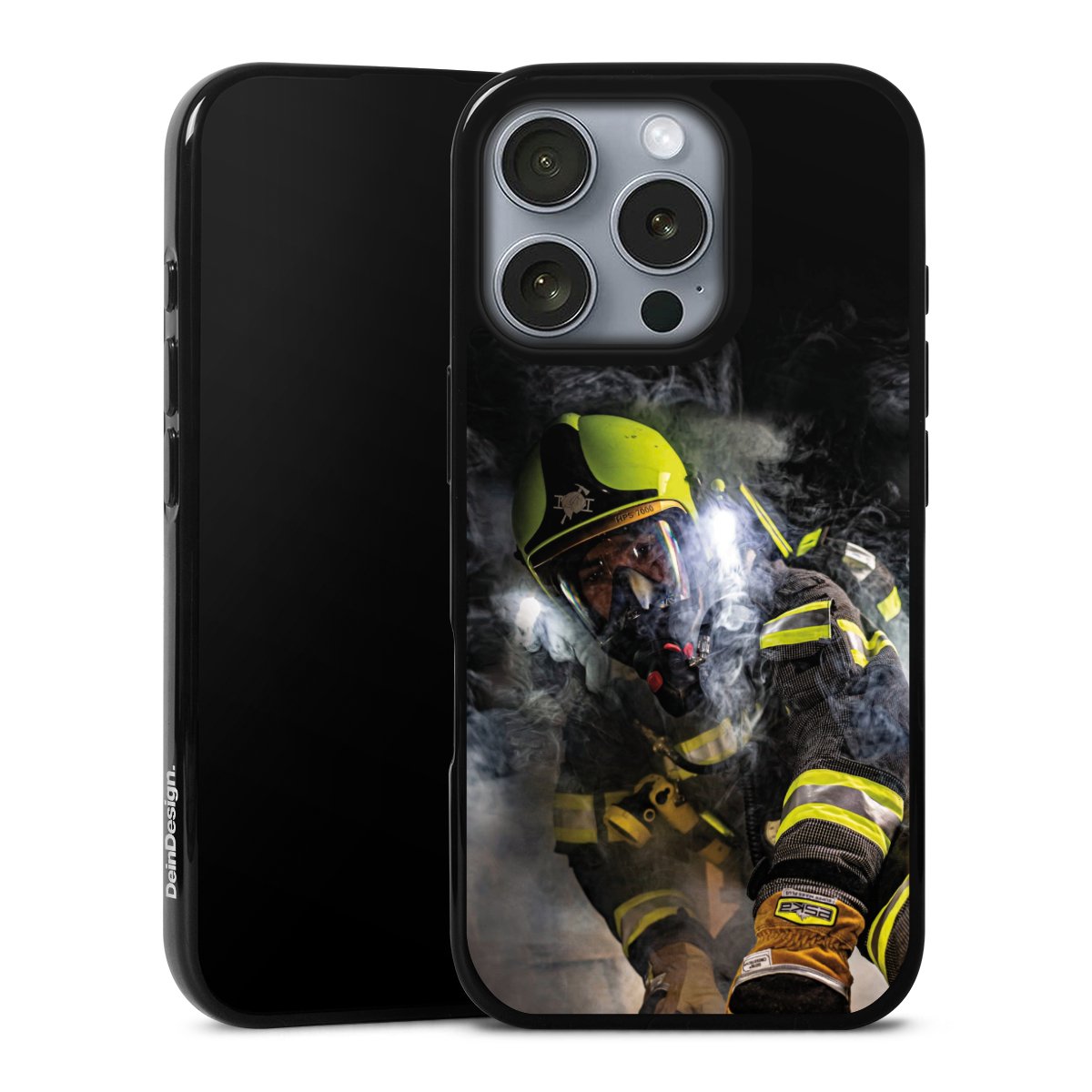 iPhone 16 Pro Handy Silikon Hülle Case schwarz Handyhülle Fire Fire Fighter Fire Fighters